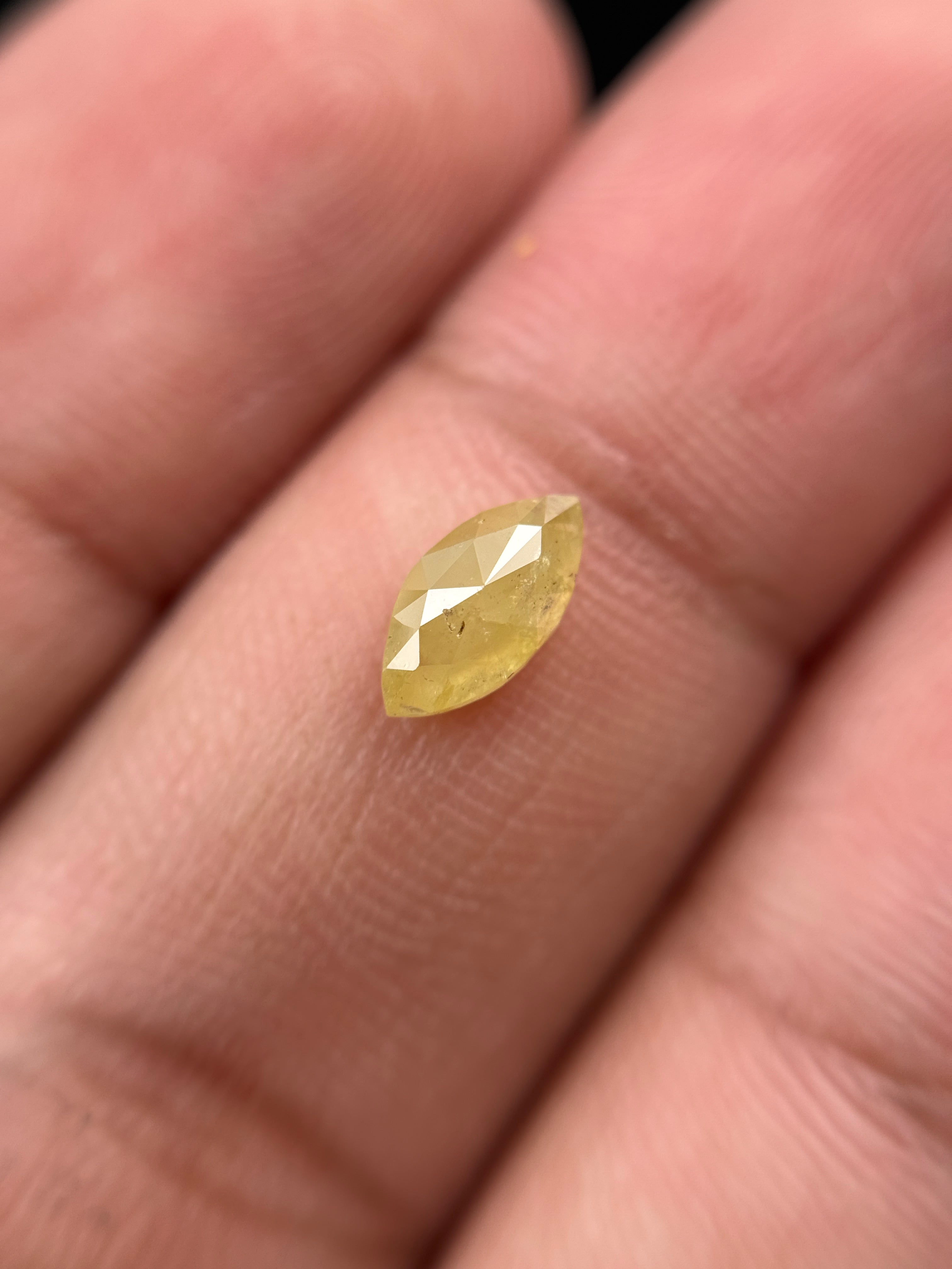 0.72 Ct Marquise Rose Cut Yellow Natural Minimalist Diamond