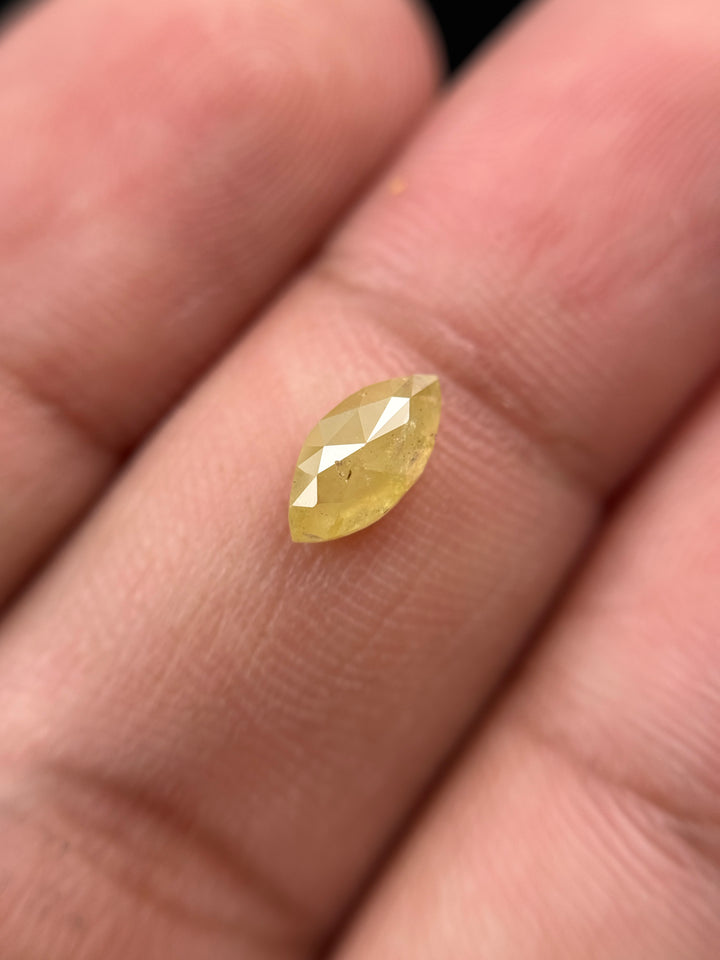 0.72 Ct Marquise Rose Cut Yellow Natural Minimalist Diamond