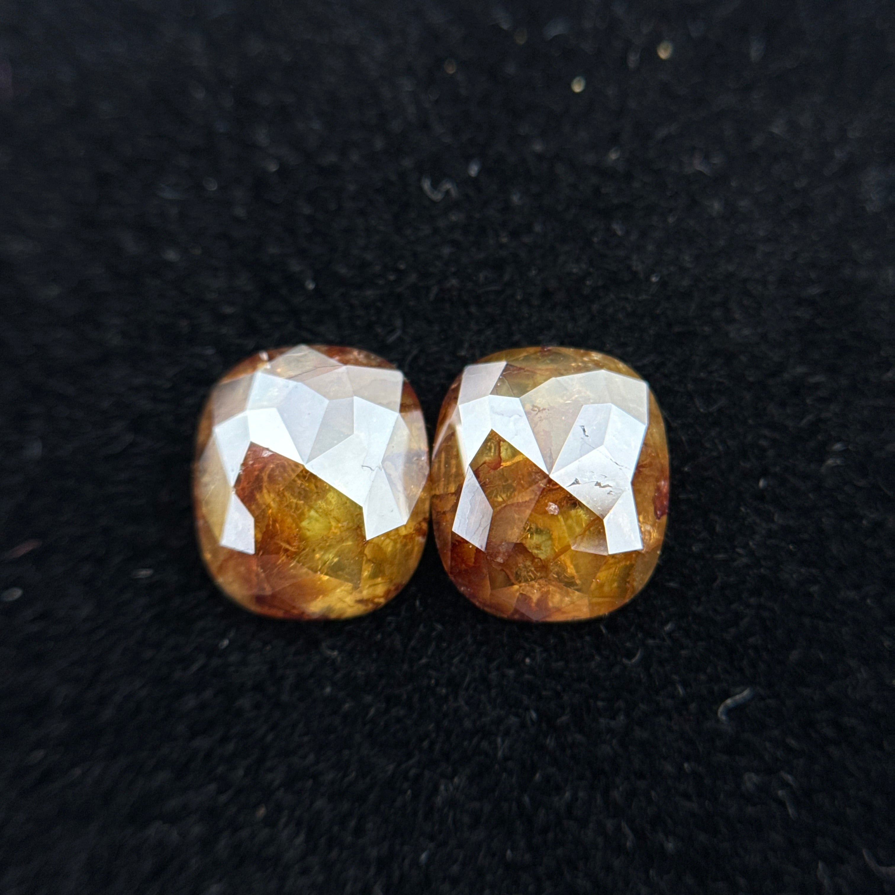 2.83 Ct Oval Rose Cut Yellow / Orange Natural Salt and Pepper Diamond