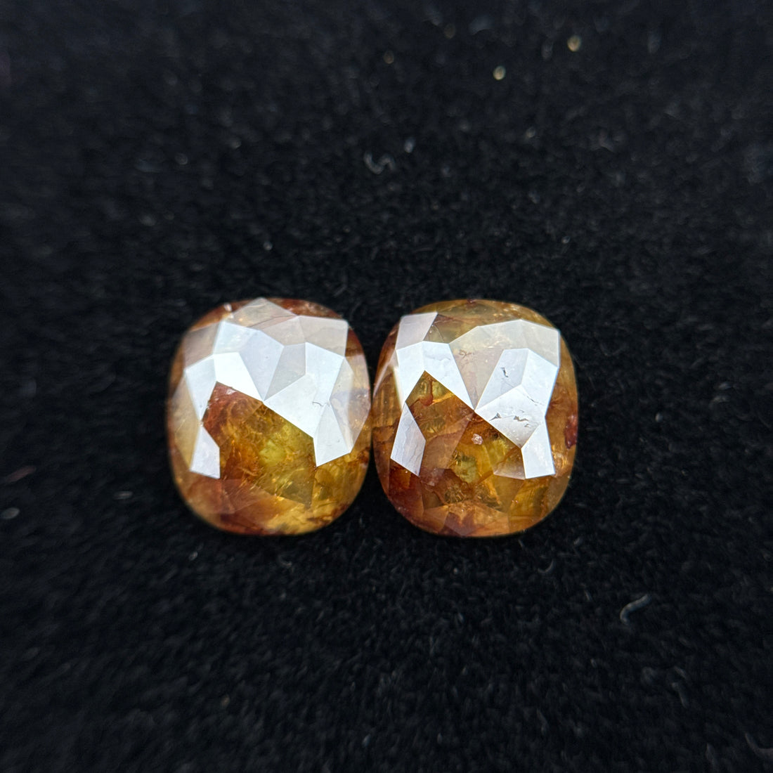 2.83 Ct Oval Rose Cut Yellow / Orange Natural Salt and Pepper Diamond