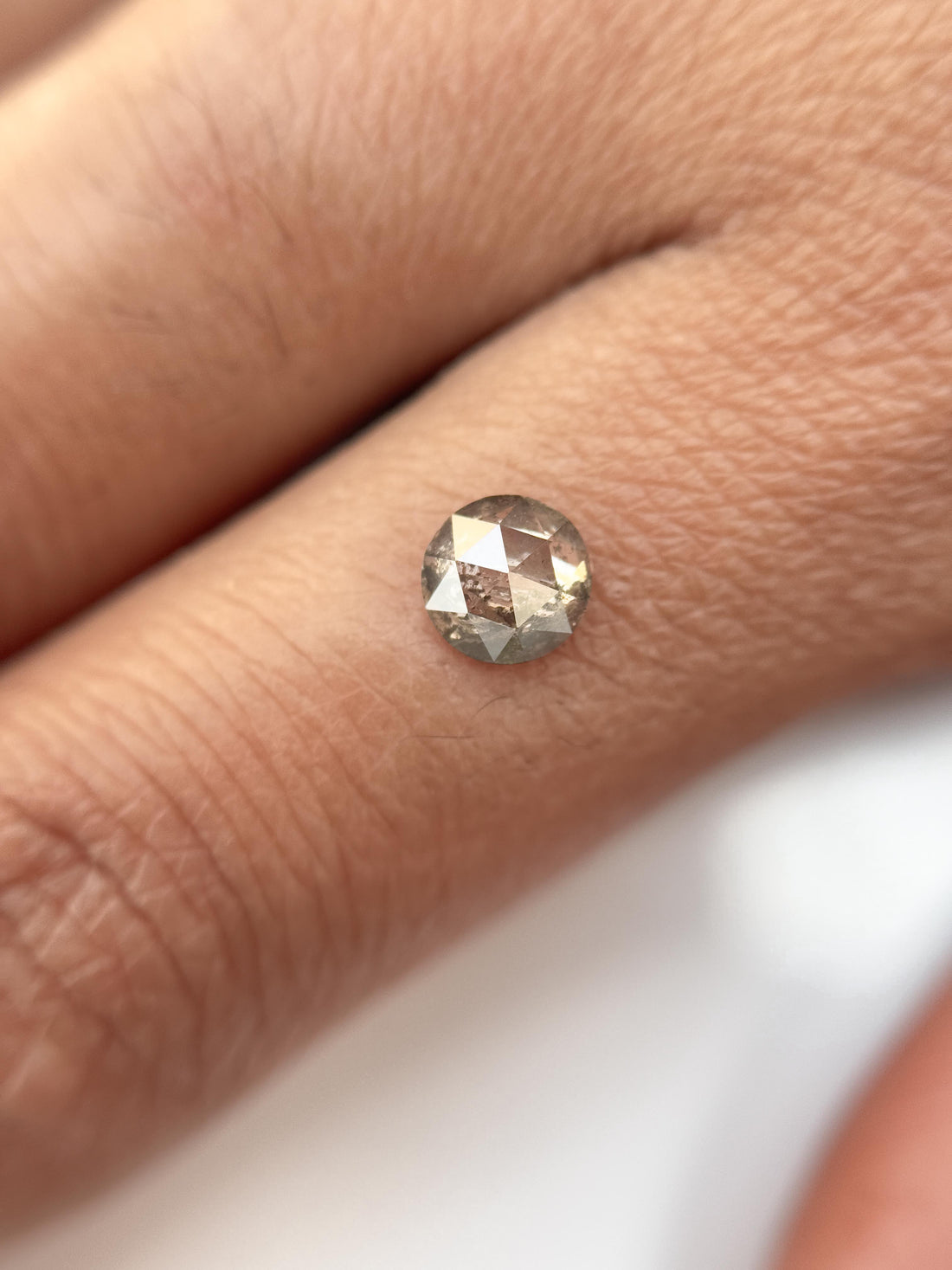 0.58 Ct Round Rose Cut Grey Natural Salt and Pepper Diamond