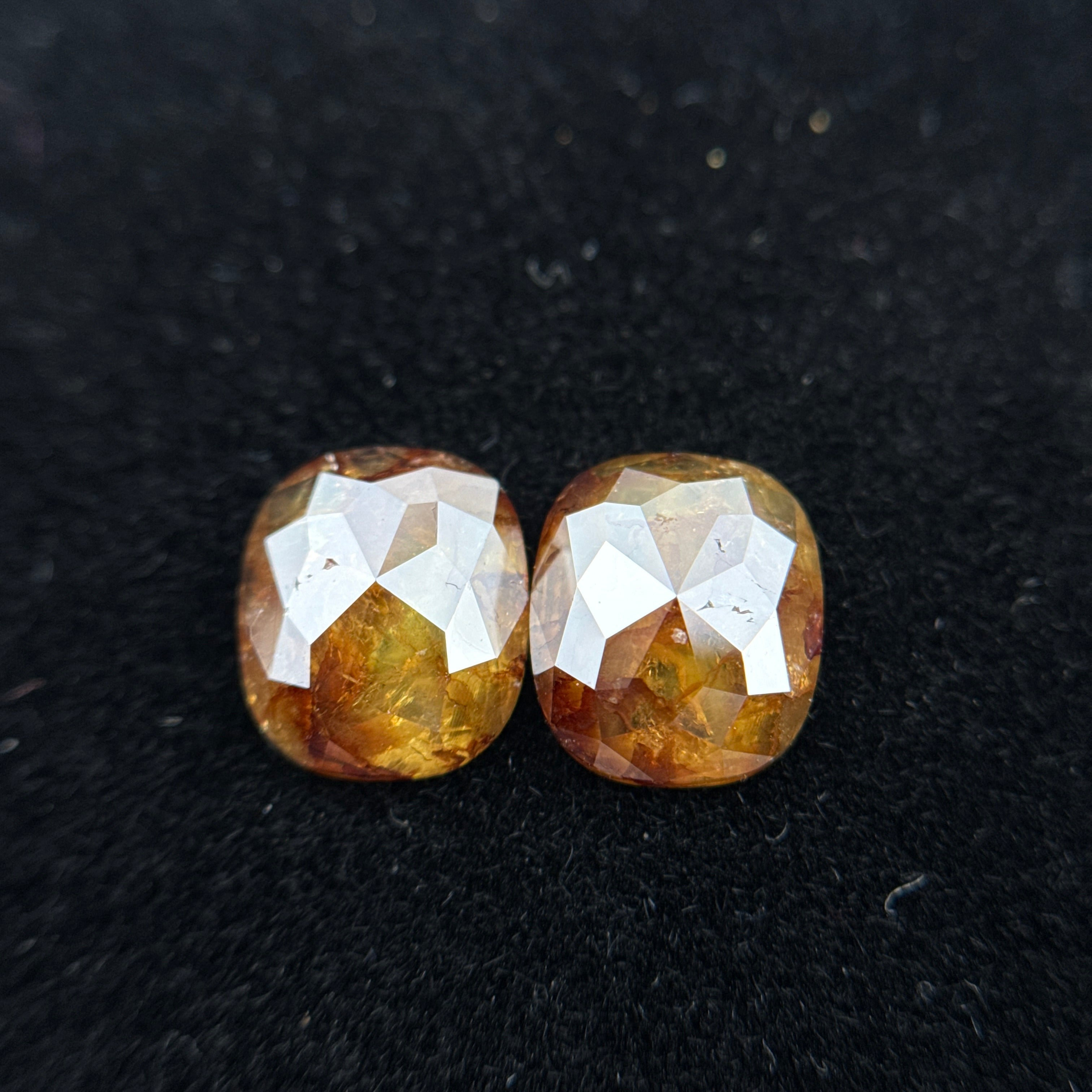 2.83 Ct Oval Rose Cut Yellow / Orange Natural Salt and Pepper Diamond