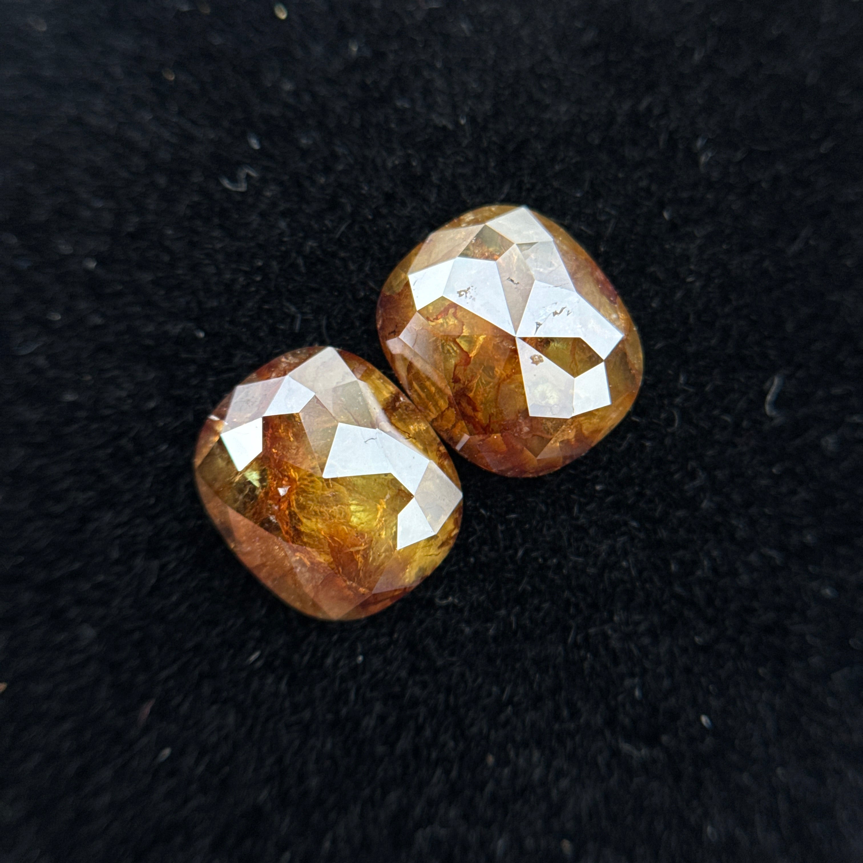 2.83 Ct Oval Rose Cut Yellow / Orange Natural Salt and Pepper Diamond