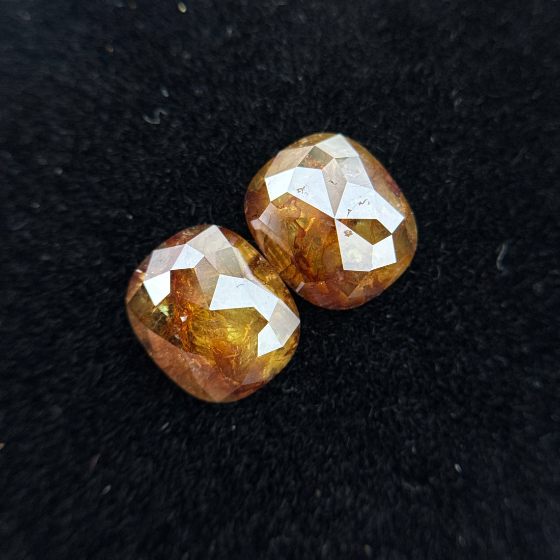 2.83 Ct Oval Rose Cut Yellow / Orange Natural Salt and Pepper Diamond