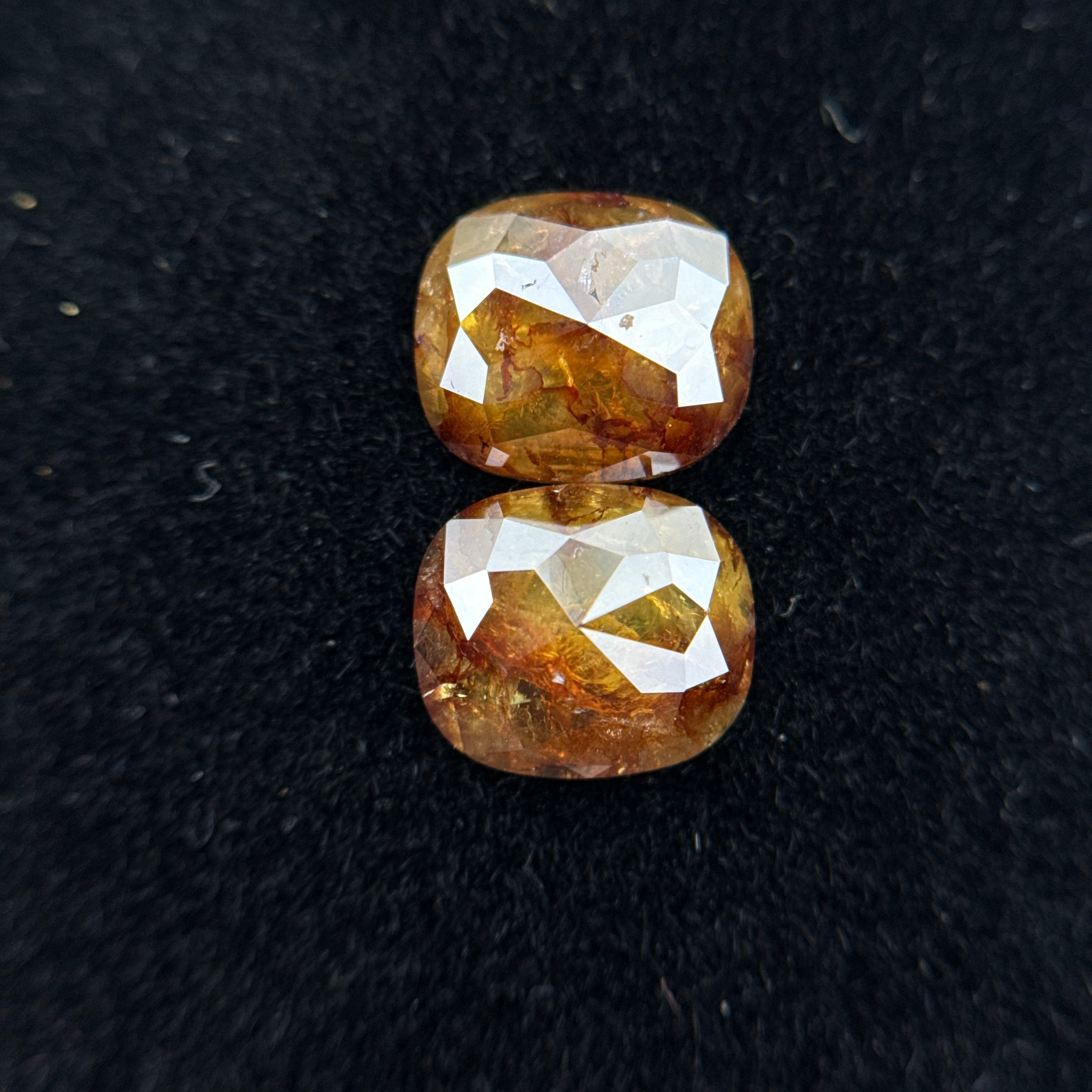 2.83 Ct Oval Rose Cut Yellow / Orange Natural Salt and Pepper Diamond