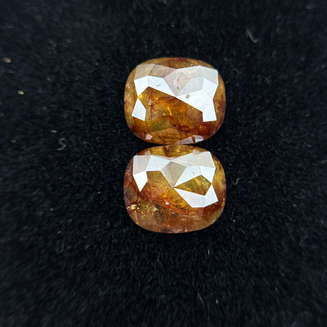 2.83 Ct Oval Rose Cut Yellow / Orange Natural Salt and Pepper Diamond
