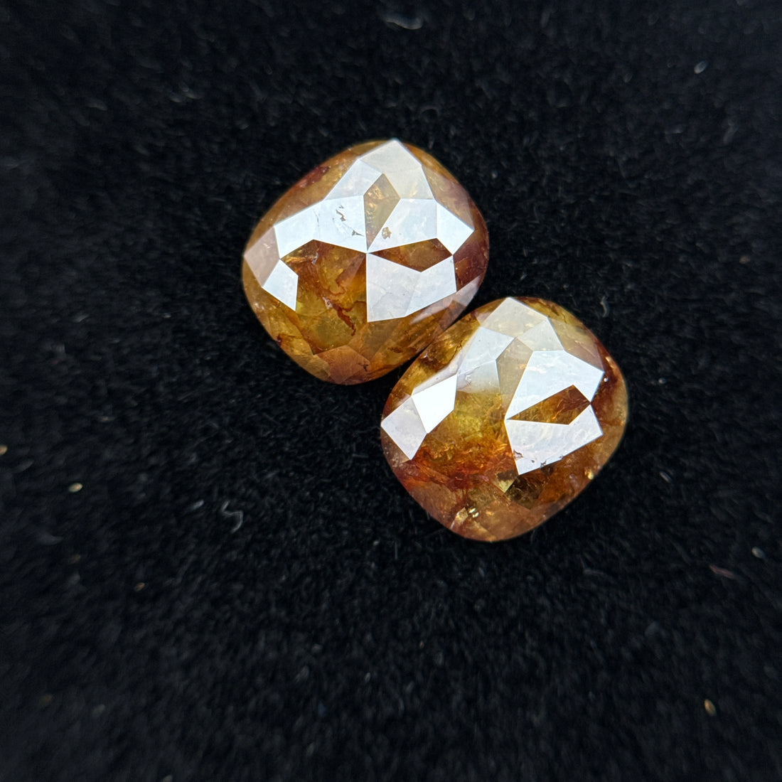2.83 Ct Oval Rose Cut Yellow / Orange Natural Salt and Pepper Diamond