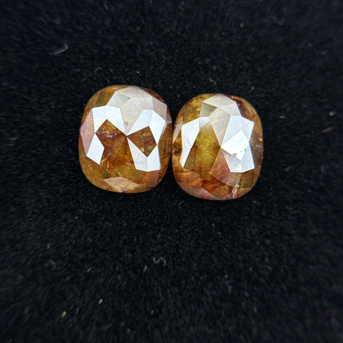 2.83 Ct Oval Rose Cut Yellow / Orange Natural Salt and Pepper Diamond