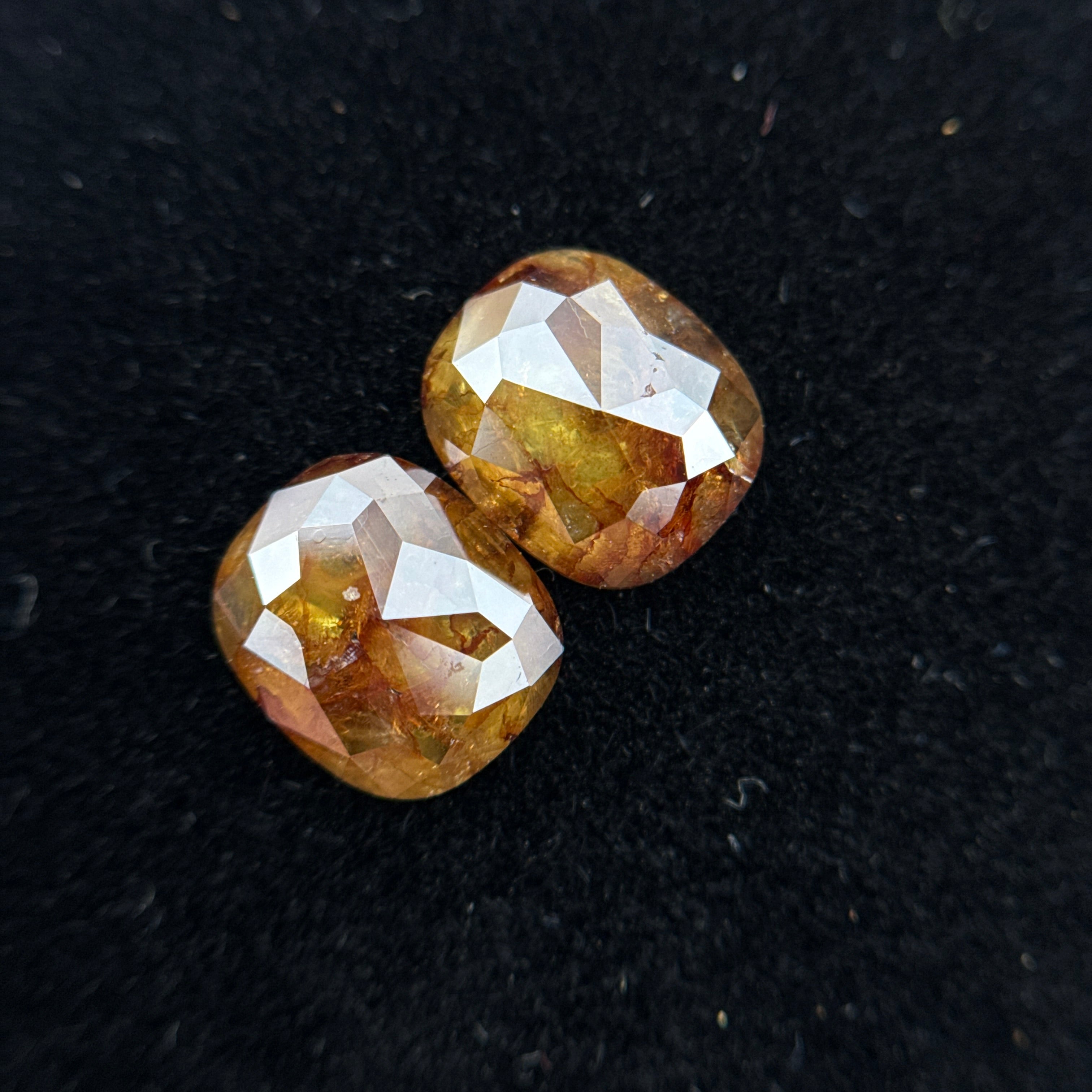 2.83 Ct Oval Rose Cut Yellow / Orange Natural Salt and Pepper Diamond
