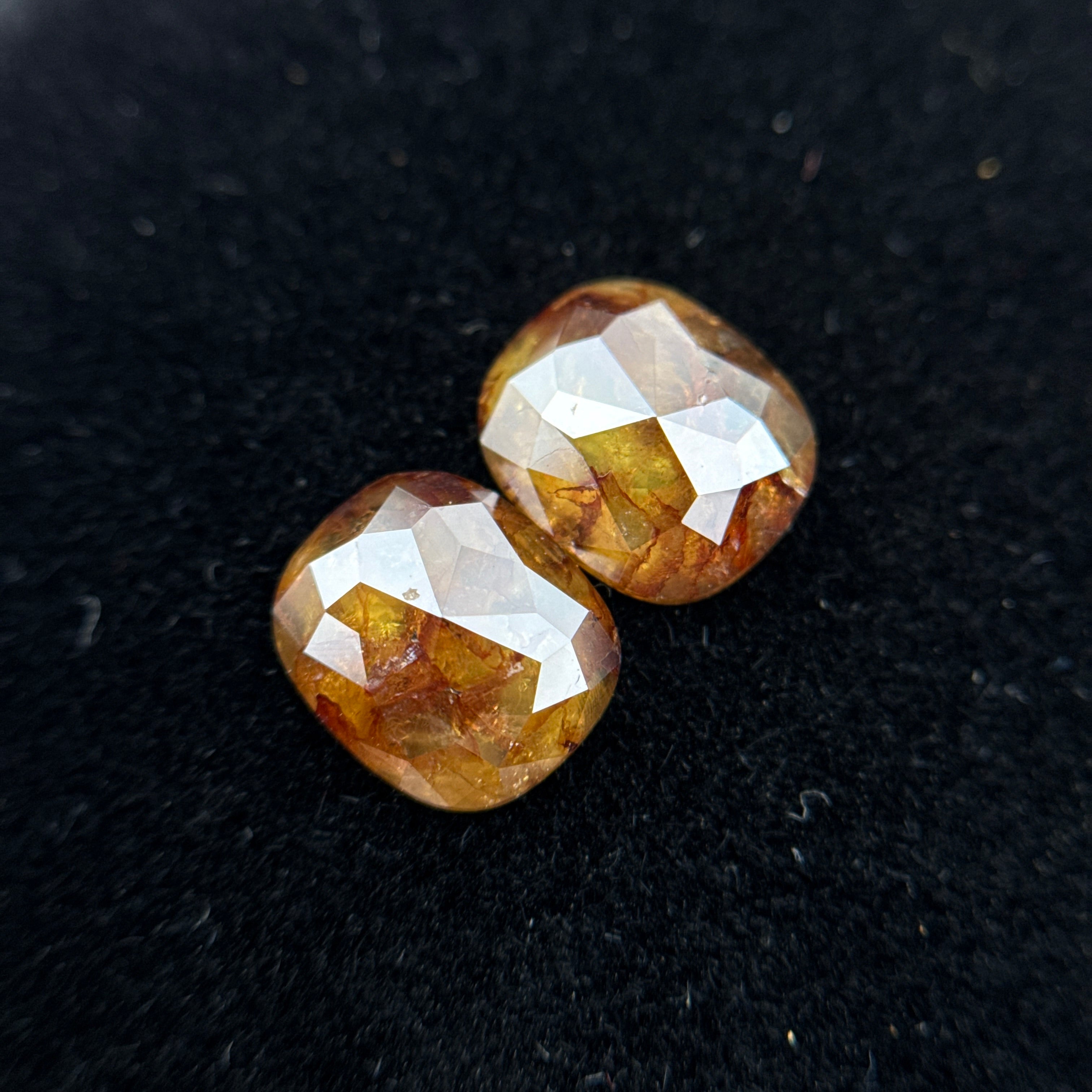 2.83 Ct Oval Rose Cut Yellow / Orange Natural Salt and Pepper Diamond