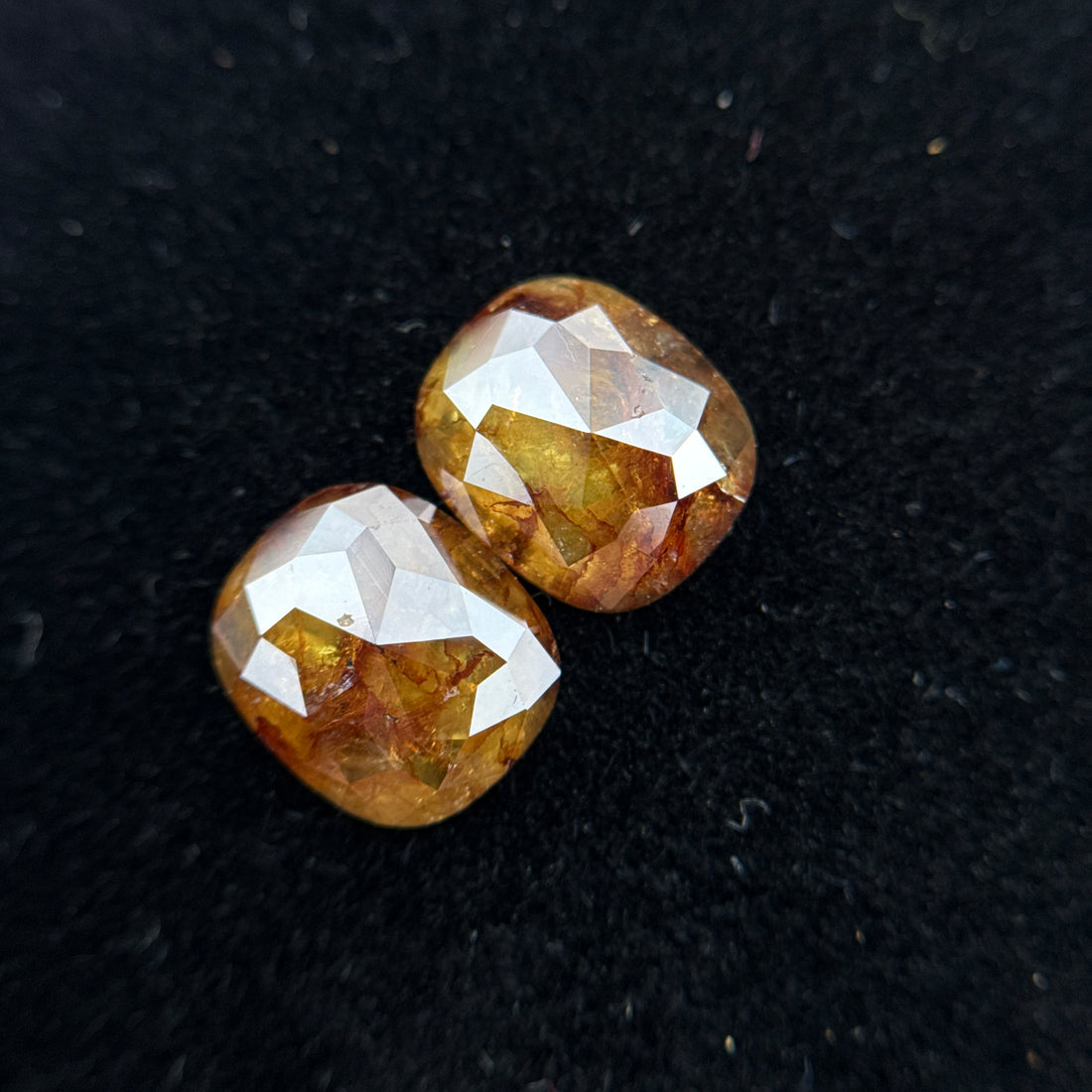 2.83 Ct Oval Rose Cut Yellow / Orange Natural Salt and Pepper Diamond
