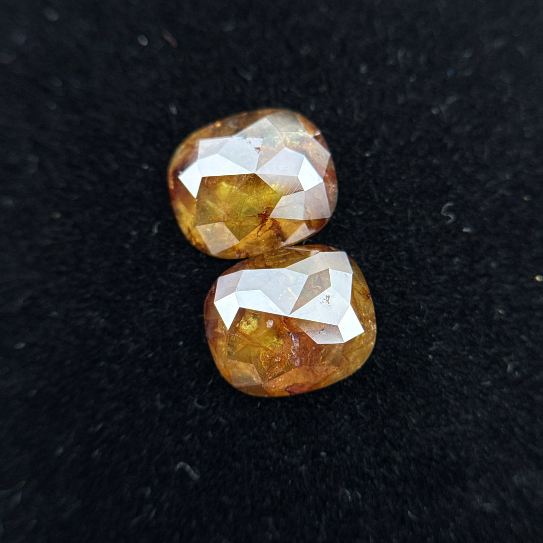 2.83 Ct Oval Rose Cut Yellow / Orange Natural Salt and Pepper Diamond