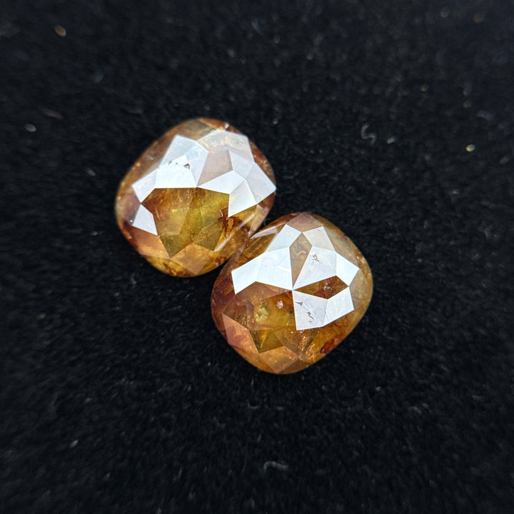 2.83 Ct Oval Rose Cut Yellow / Orange Natural Salt and Pepper Diamond