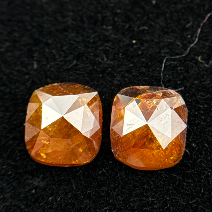 1.52 Ct Cushion Rose Cut Red Natural Fancy Diamond Pair