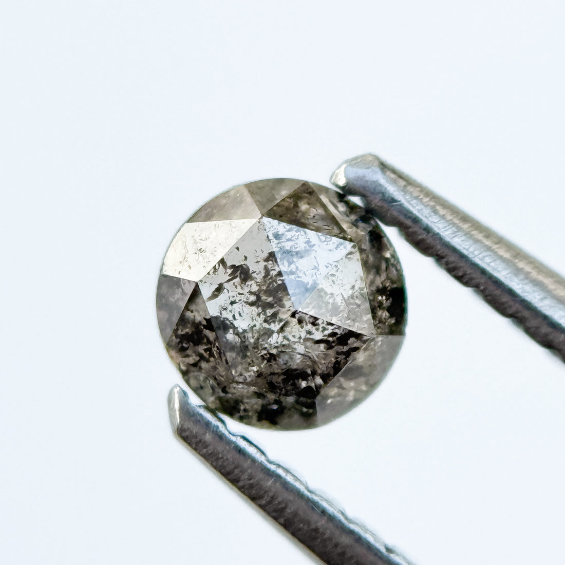0.38 Ct Round Rose Cut Grey Natural Salt and Pepper Diamond