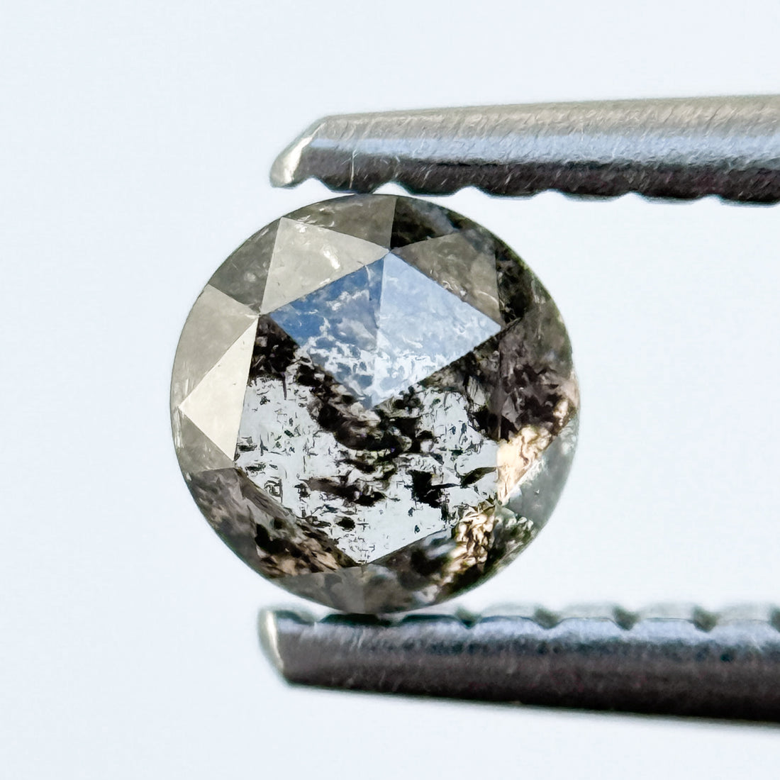 0.38 Ct Round Rose Cut Grey Natural Salt and Pepper Diamond