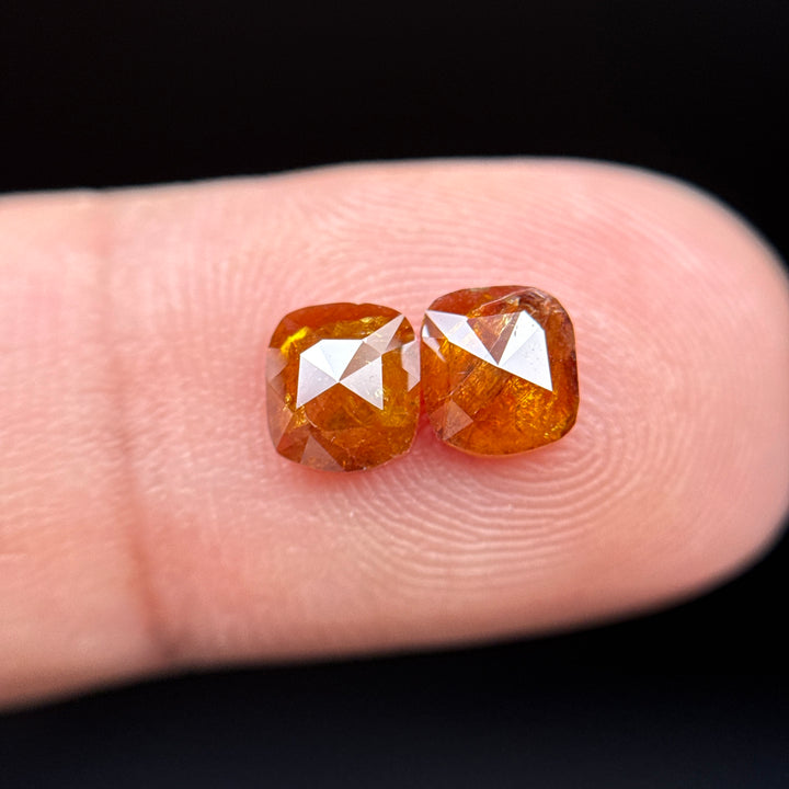 1.52 Ct Cushion Rose Cut Red Natural Fancy Diamond Pair