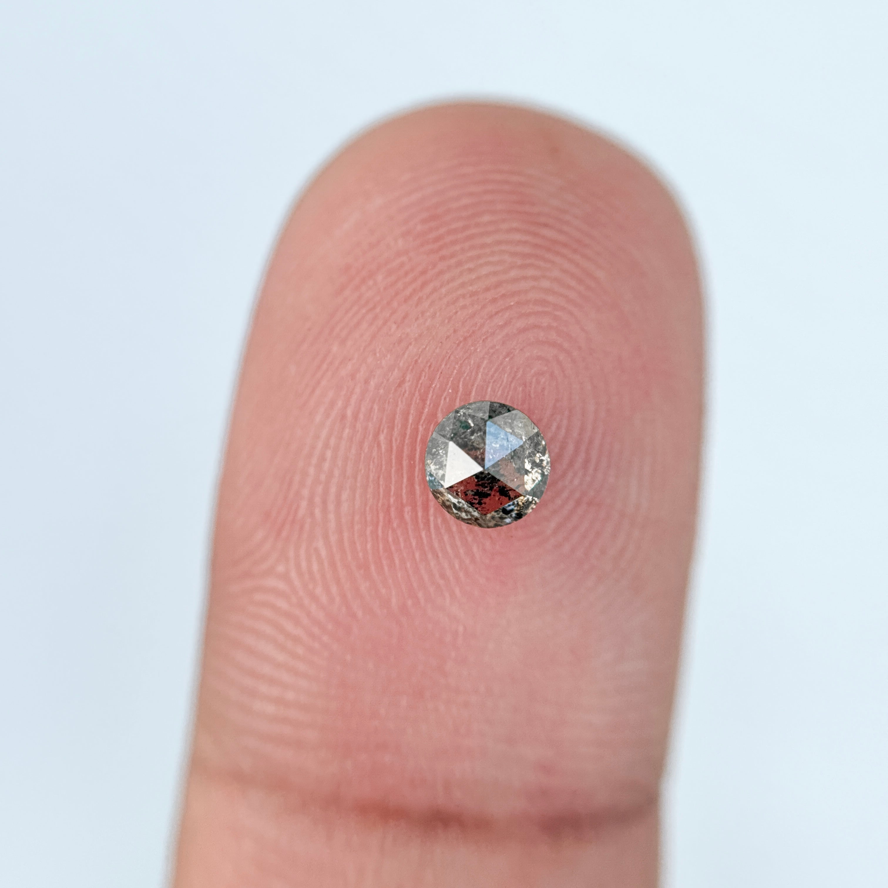 0.38 Ct Round Rose Cut Grey Natural Salt and Pepper Diamond
