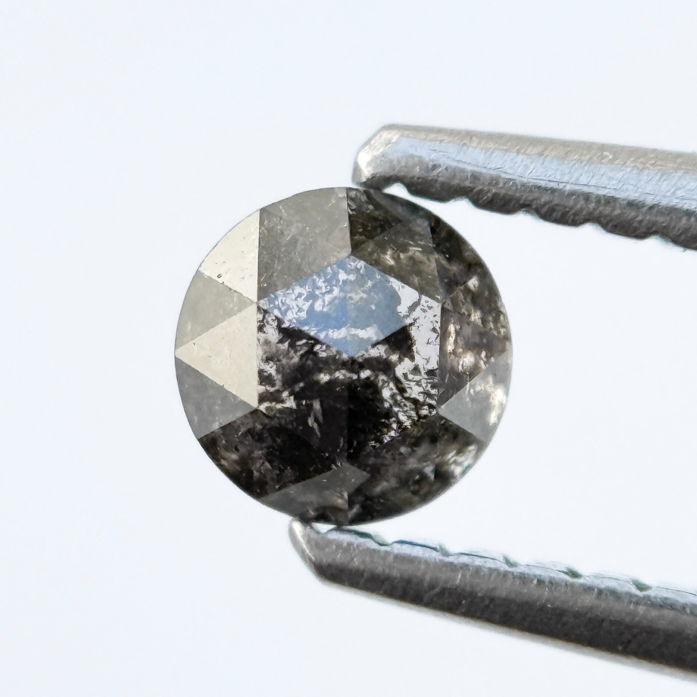 0.37 Ct Round Rose Cut White Natural Salt and Pepper Diamond