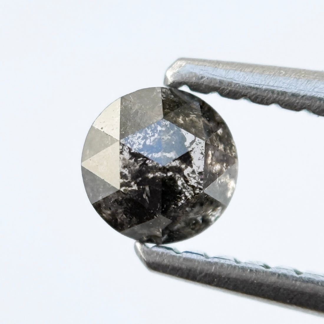 0.37 Ct Round Rose Cut White Natural Salt and Pepper Diamond