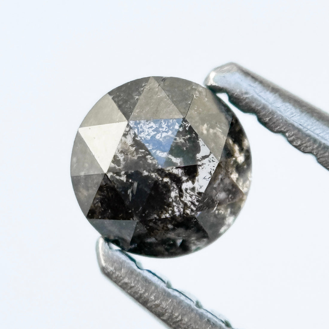0.37 Ct Round Rose Cut White Natural Salt and Pepper Diamond