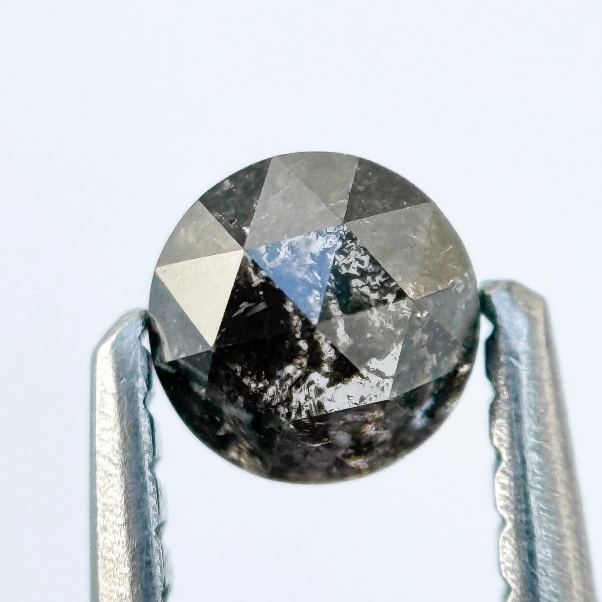 0.37 Ct Round Rose Cut White Natural Salt and Pepper Diamond