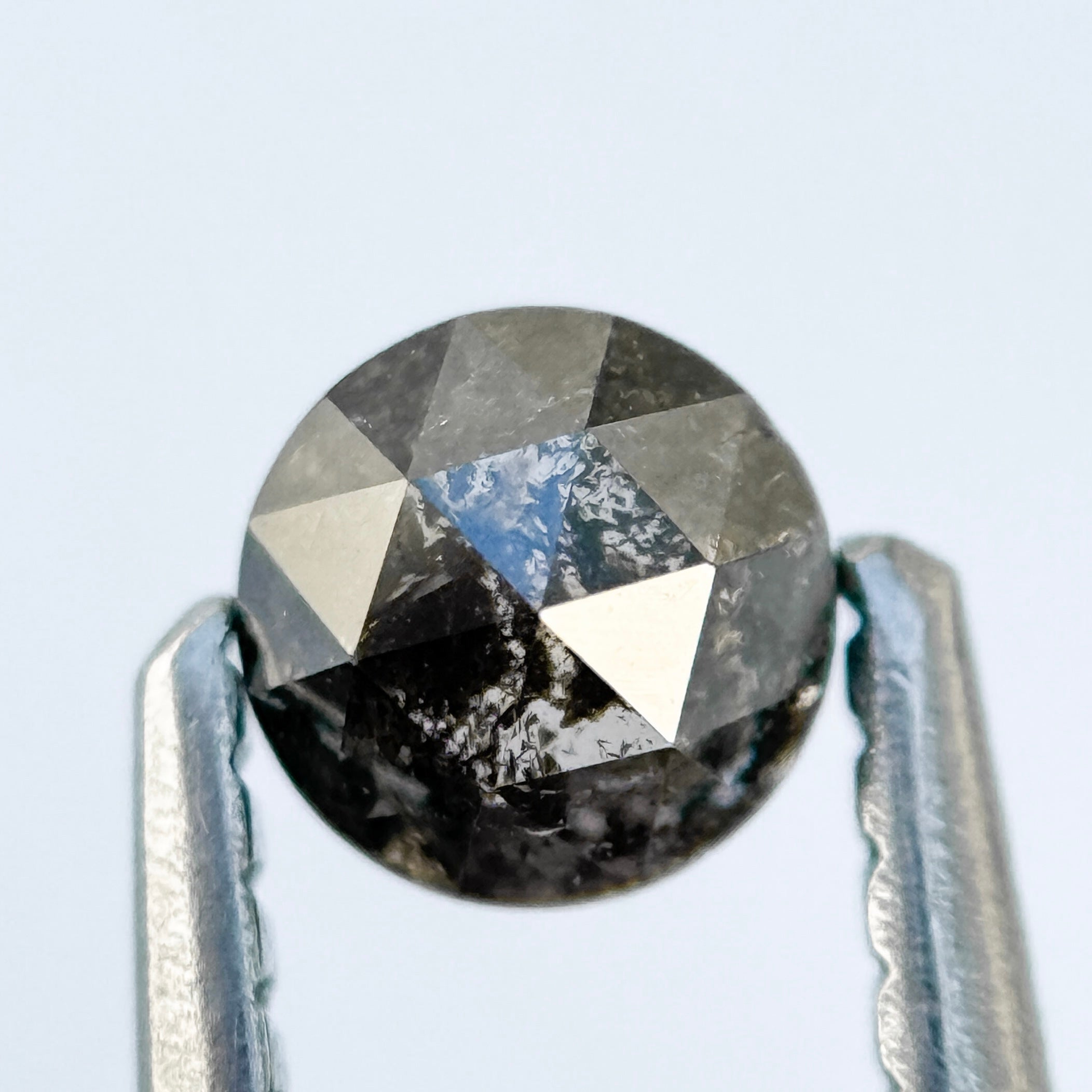 0.37 Ct Round Rose Cut White Natural Salt and Pepper Diamond