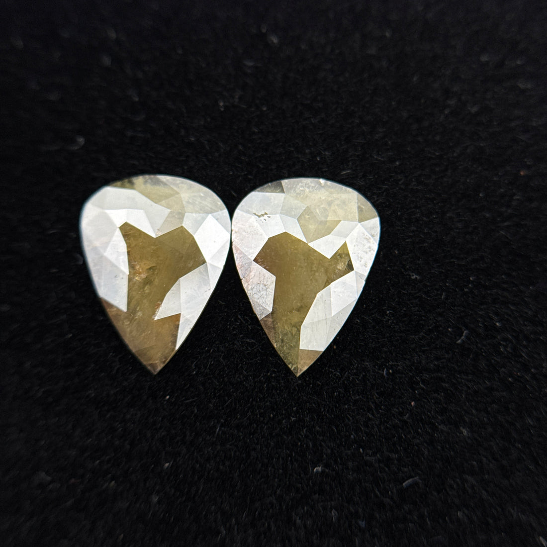 1.63 Ct Pear Rose Cut Yellow Natural Galaxy Diamond Pair