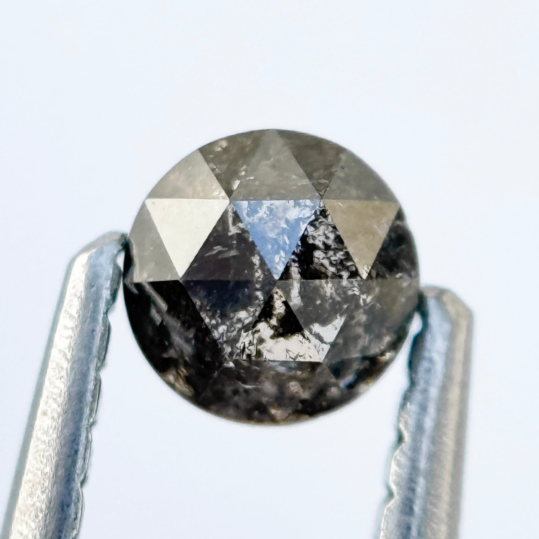 0.37 Ct Round Rose Cut White Natural Salt and Pepper Diamond