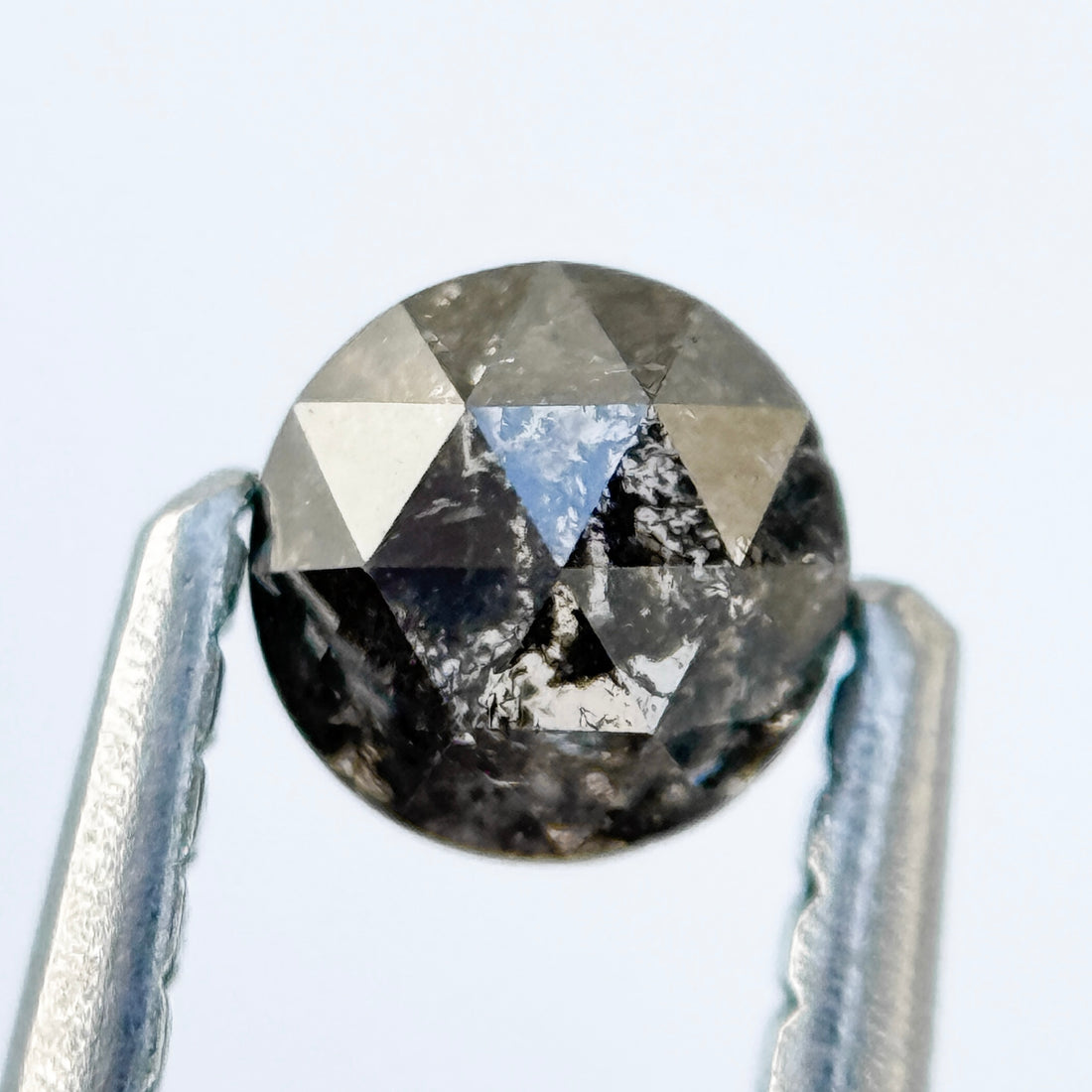 0.37 Ct Round Rose Cut White Natural Salt and Pepper Diamond