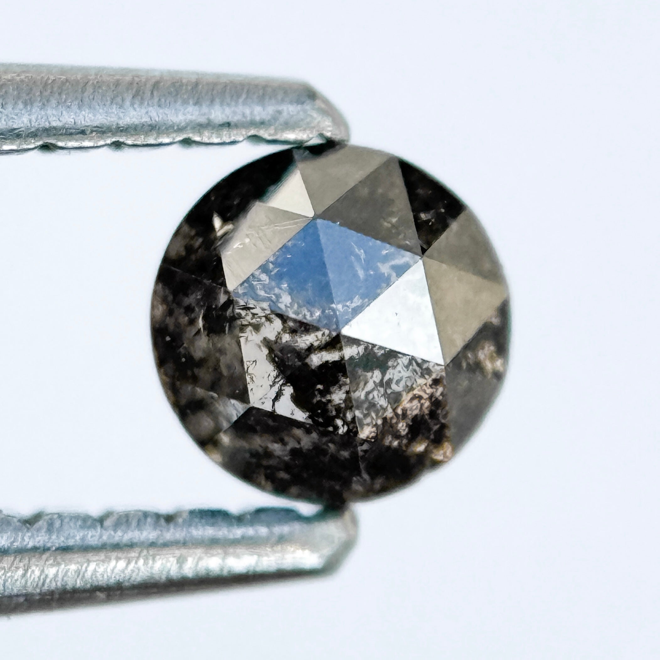 0.37 Ct Round Rose Cut White Natural Salt and Pepper Diamond