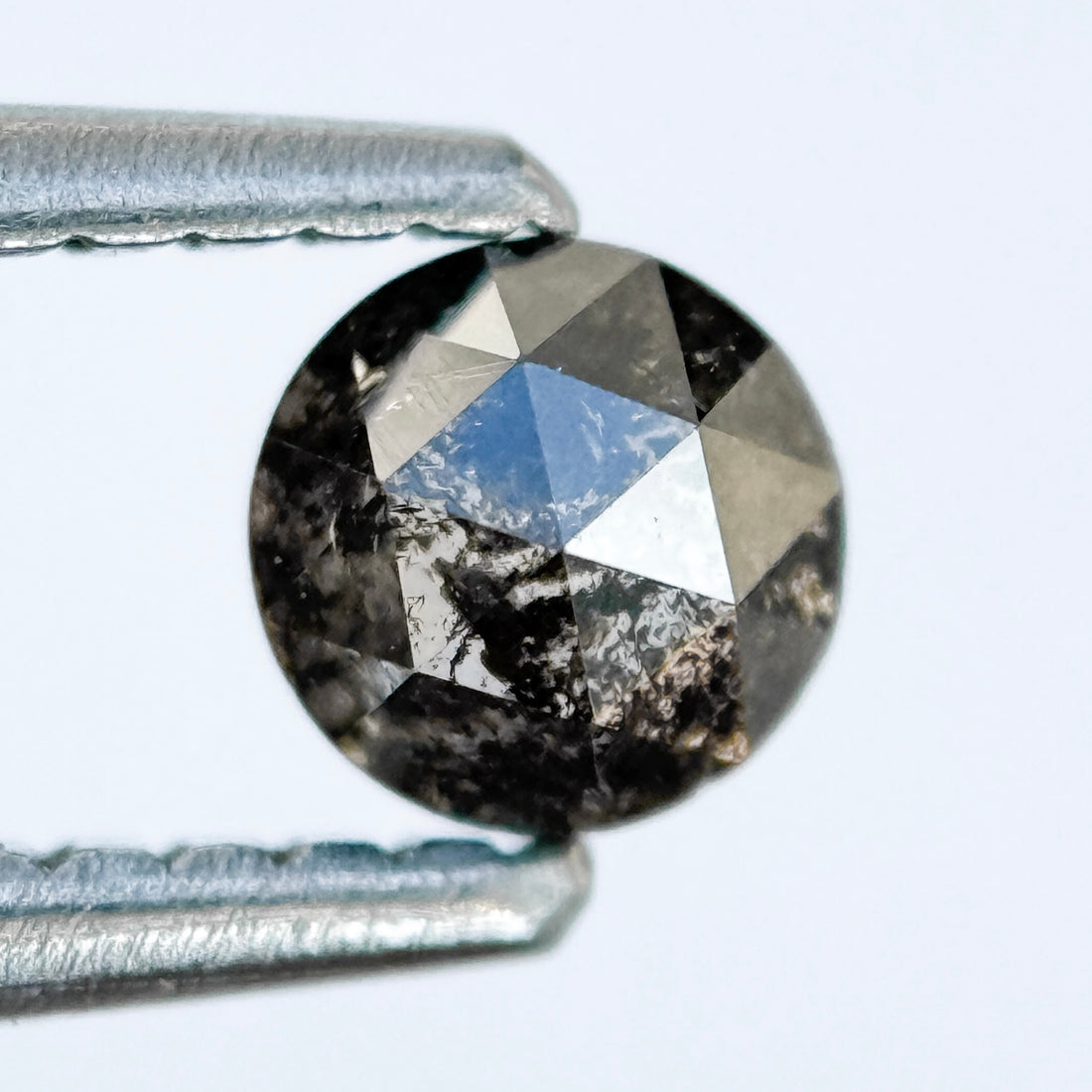 0.37 Ct Round Rose Cut White Natural Salt and Pepper Diamond