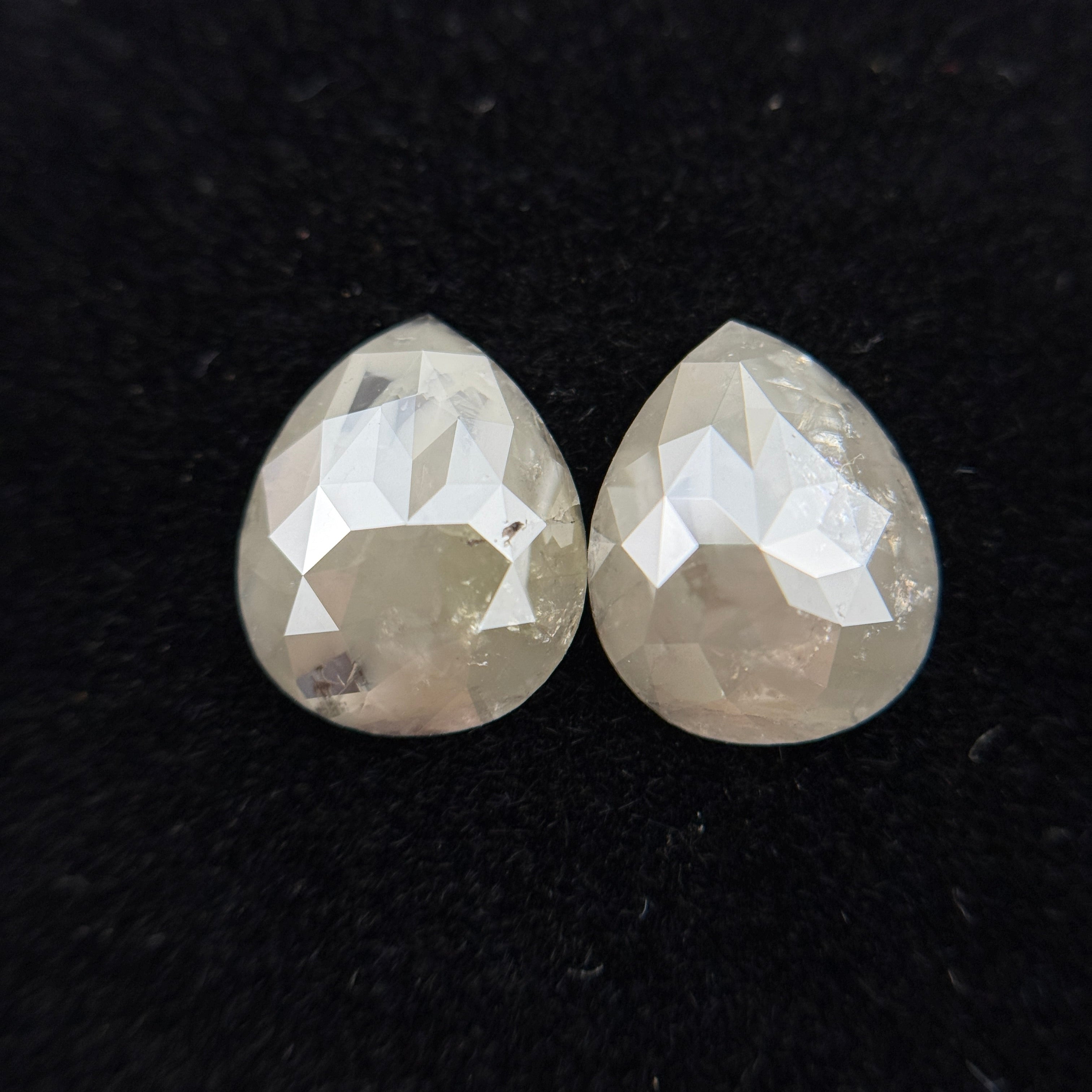 3.80 Ct Pear Rose Cut Milky Grey Natural Salt and Pepper Diamond