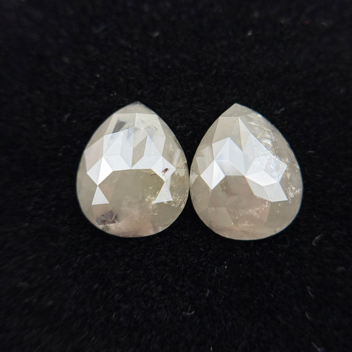3.80 Ct Pear Rose Cut Milky Grey Natural Salt and Pepper Diamond