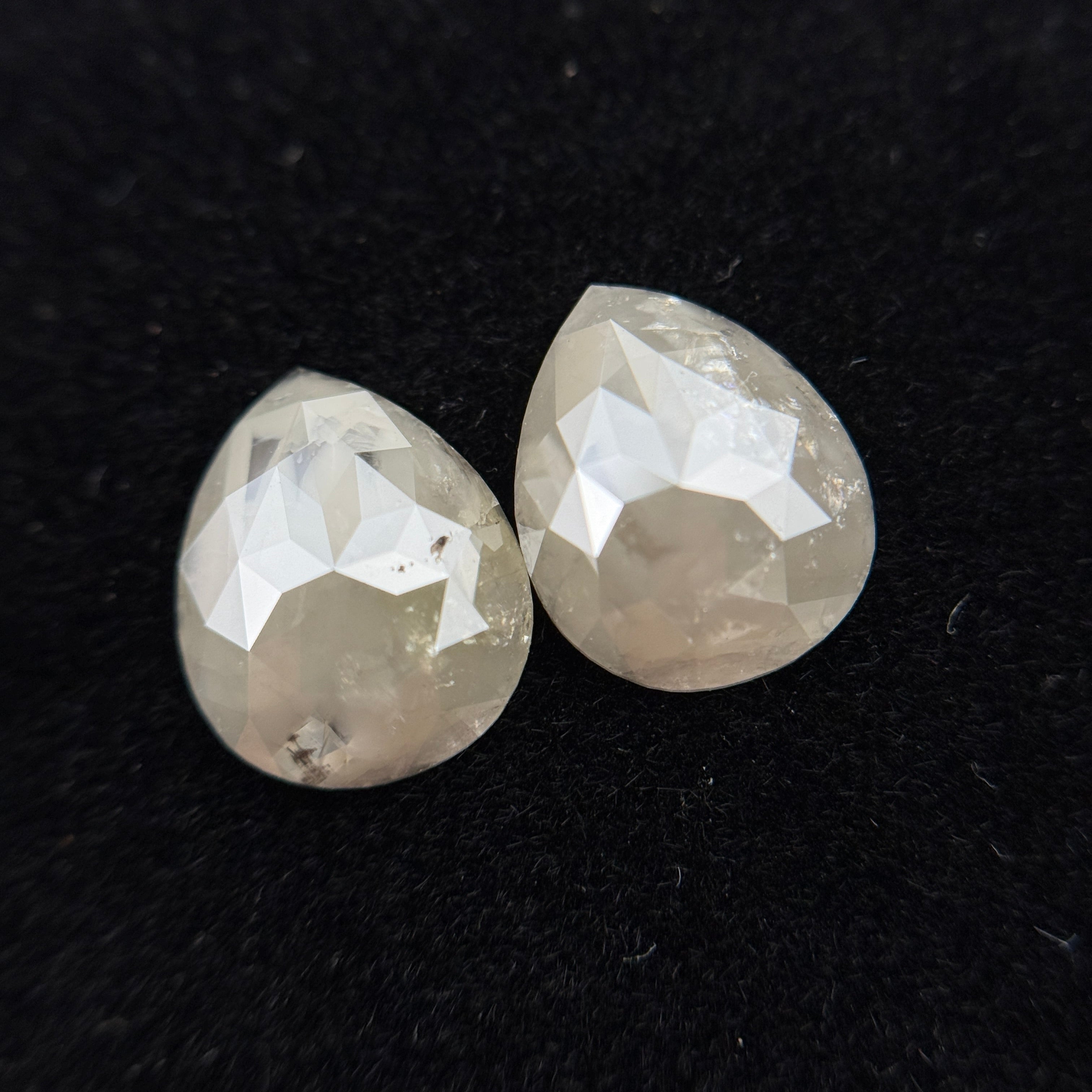 3.80 Ct Pear Rose Cut Milky Grey Natural Salt and Pepper Diamond