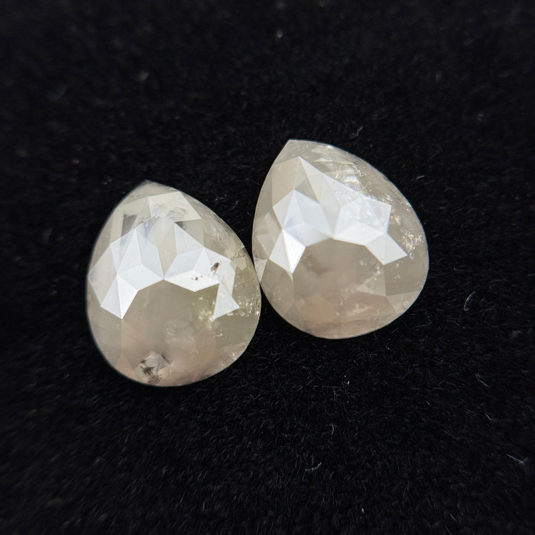 3.80 Ct Pear Rose Cut Milky Grey Natural Salt and Pepper Diamond
