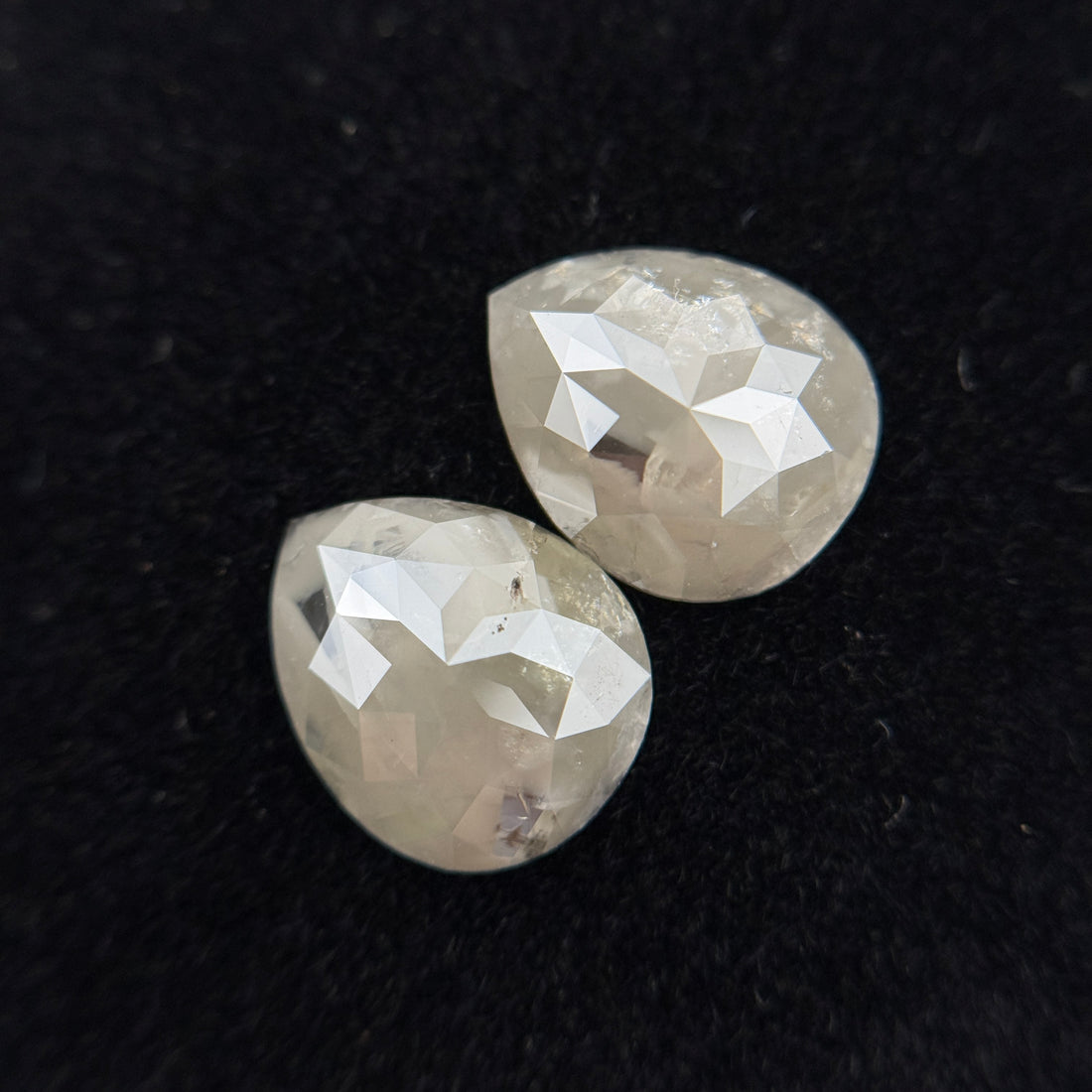 3.80 Ct Pear Rose Cut Milky Grey Natural Salt and Pepper Diamond