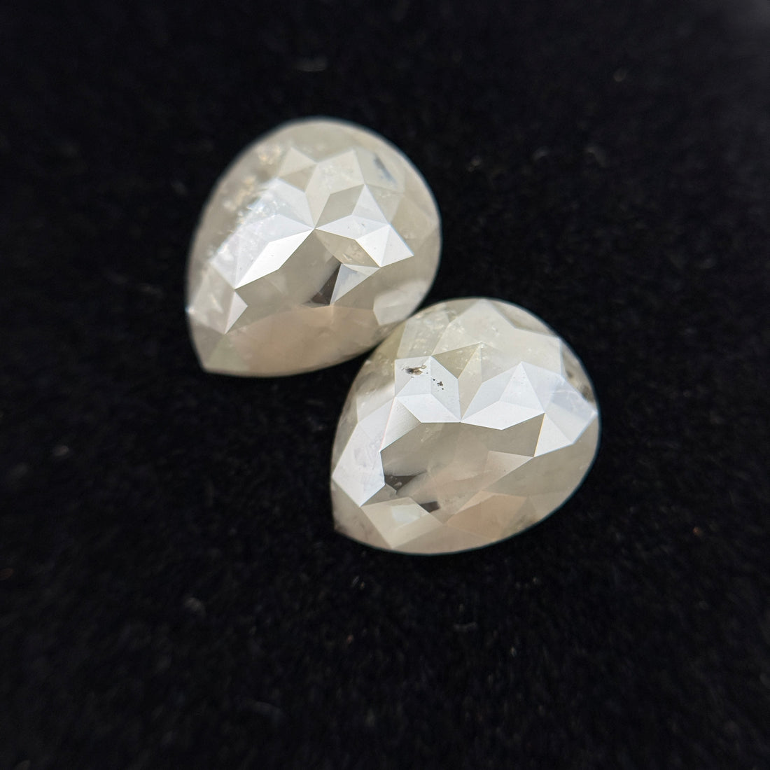 3.80 Ct Pear Rose Cut Milky Grey Natural Salt and Pepper Diamond