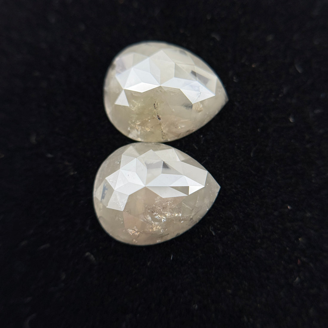 3.80 Ct Pear Rose Cut Milky Grey Natural Salt and Pepper Diamond
