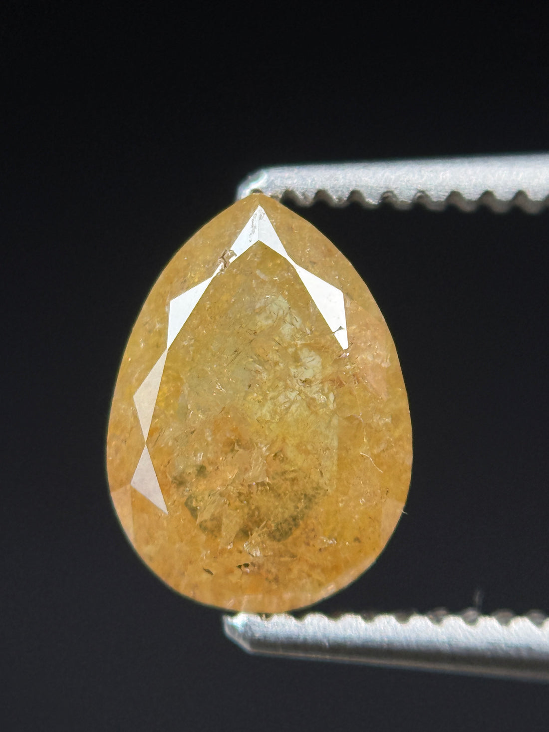 1.22 Ct Pear Rose Cut Yellow Natural Fancy Diamond