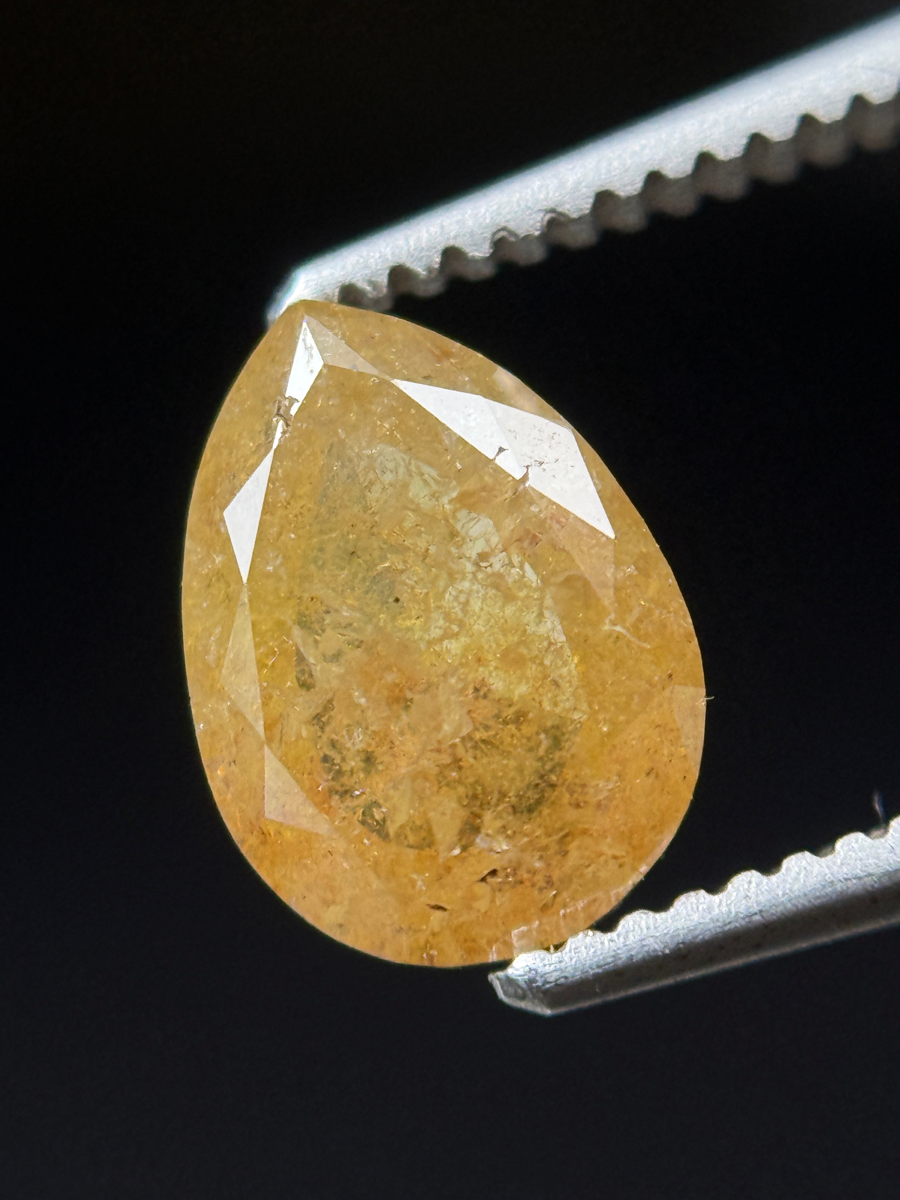 1.22 Ct Pear Rose Cut Yellow Natural Fancy Diamond