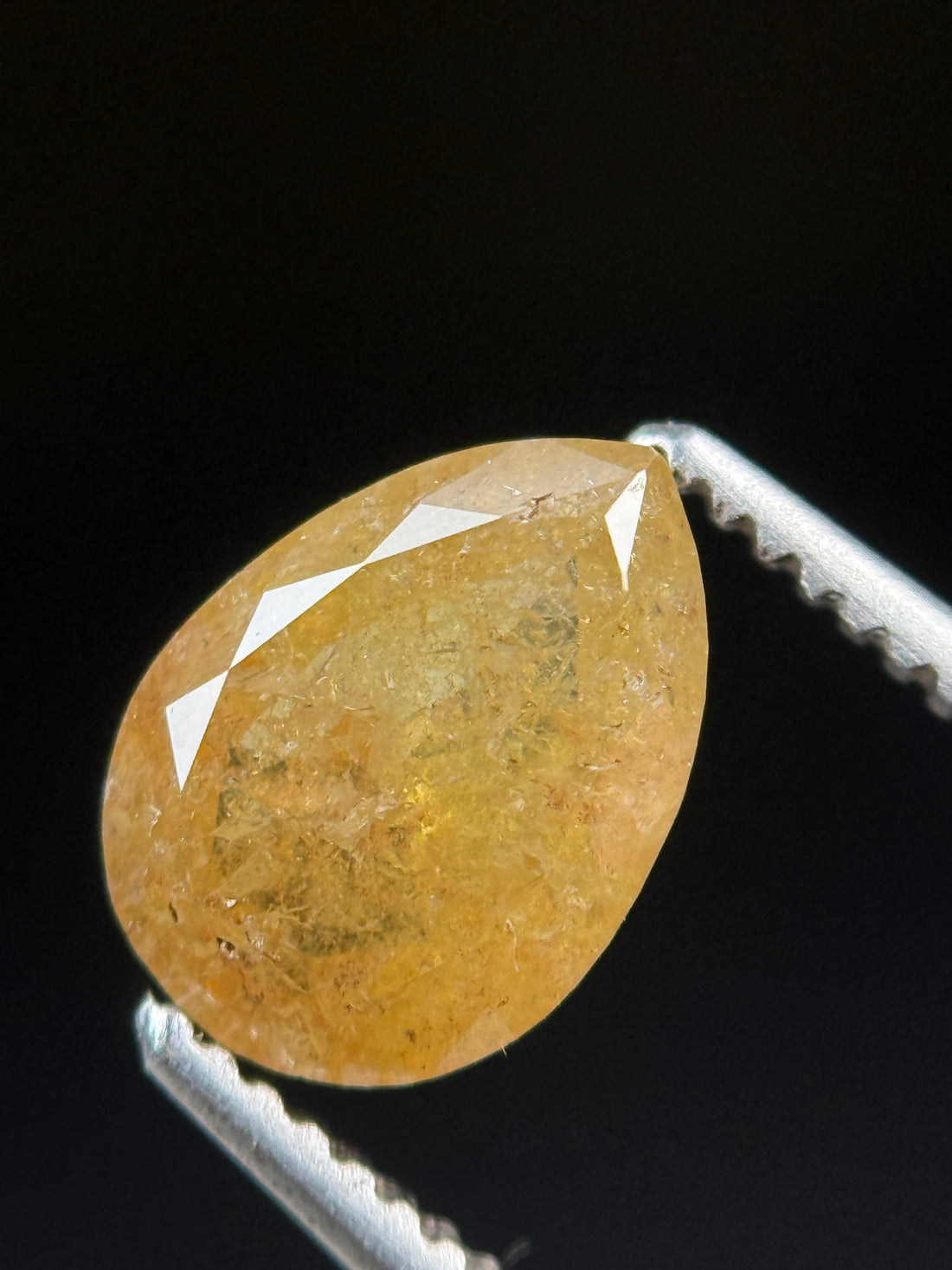 1.22 Ct Pear Rose Cut Yellow Natural Fancy Diamond