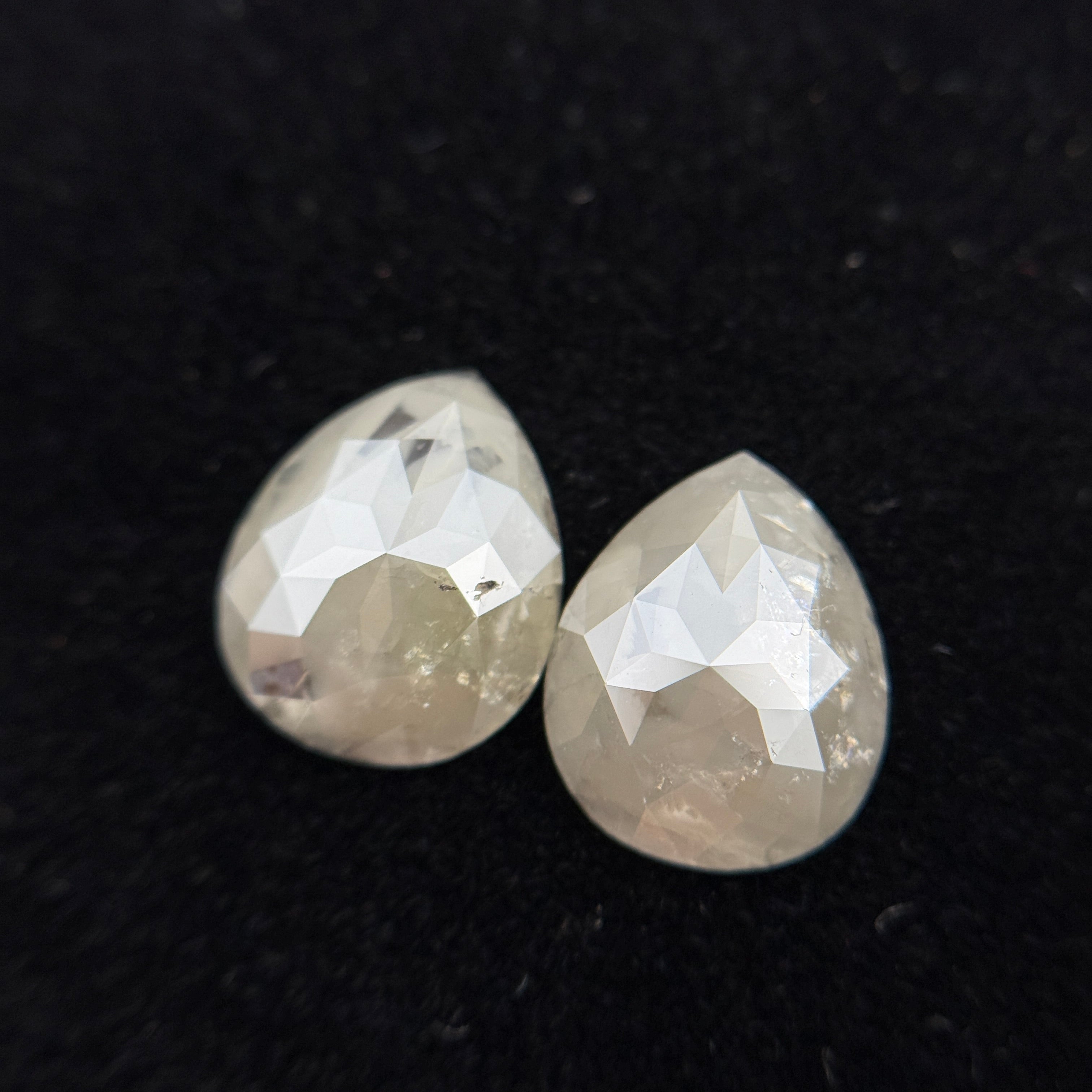 3.80 Ct Pear Rose Cut Milky Grey Natural Salt and Pepper Diamond