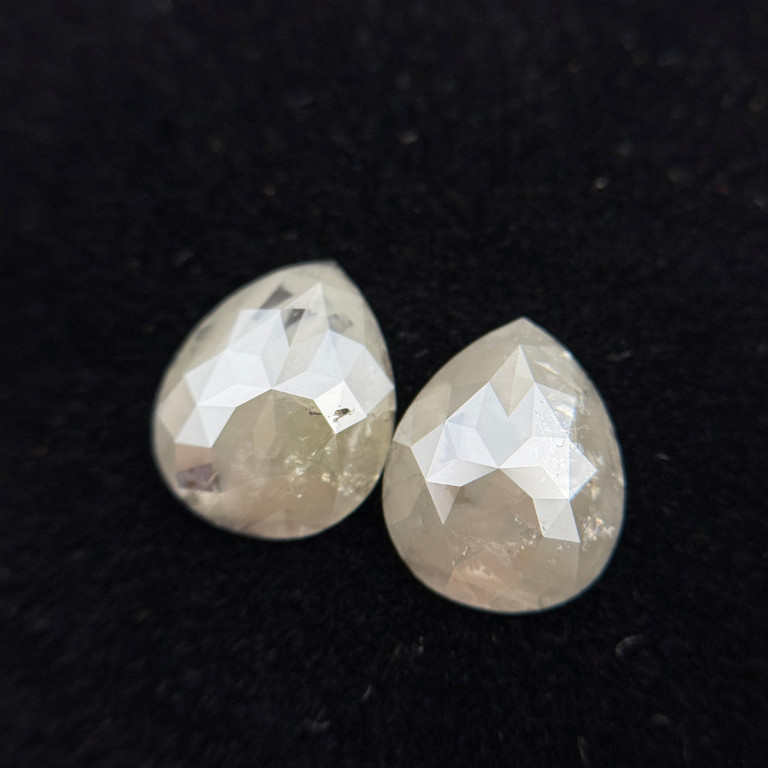 3.80 Ct Pear Rose Cut Milky Grey Natural Salt and Pepper Diamond