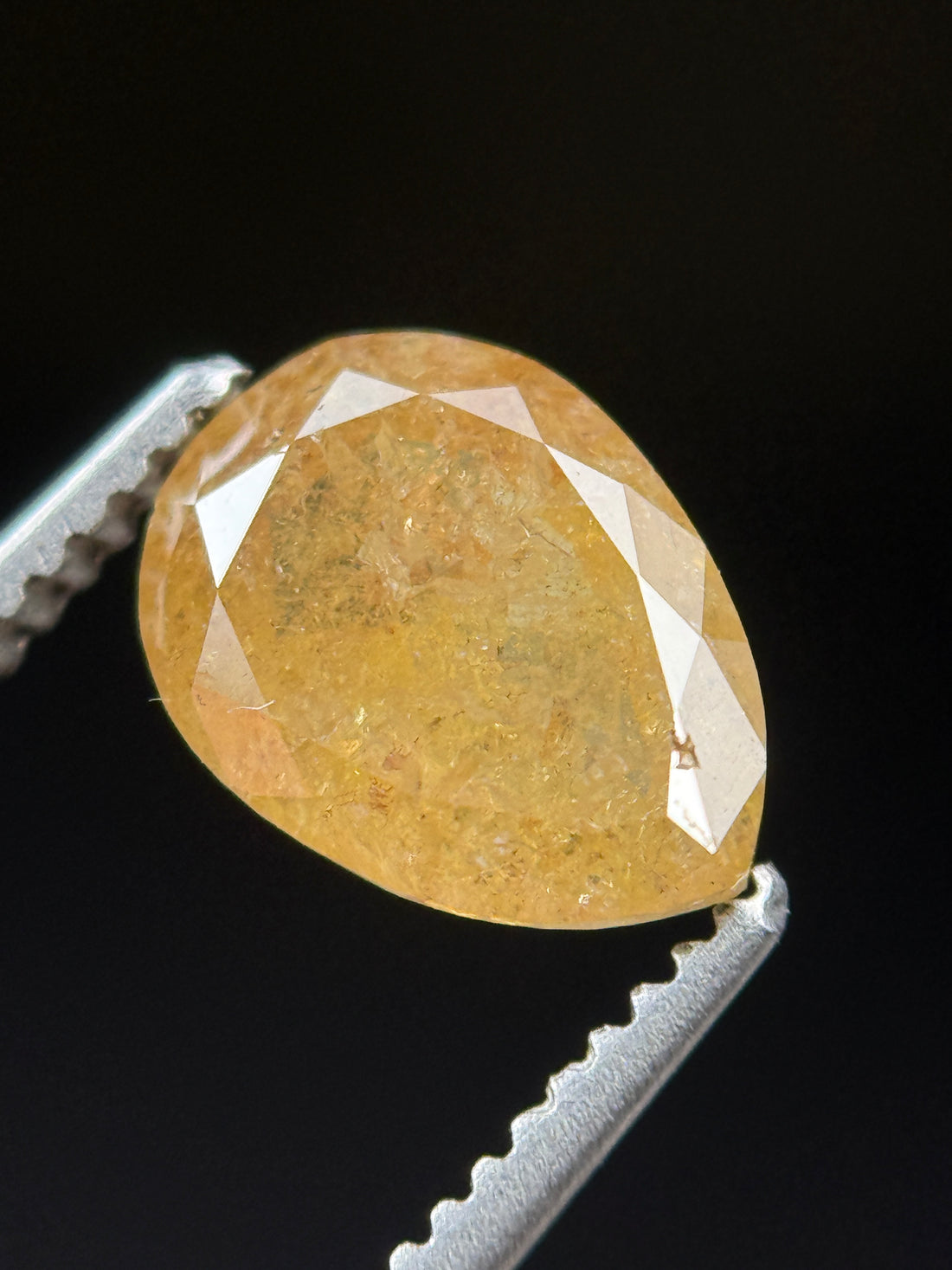 1.22 Ct Pear Rose Cut Yellow Natural Fancy Diamond