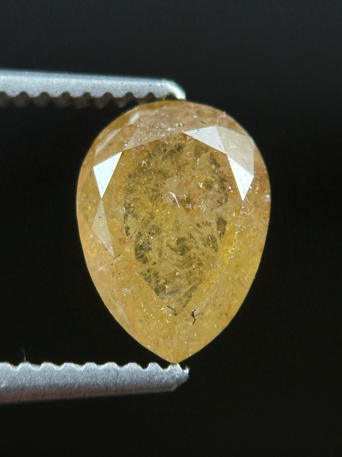 1.22 Ct Pear Rose Cut Yellow Natural Fancy Diamond