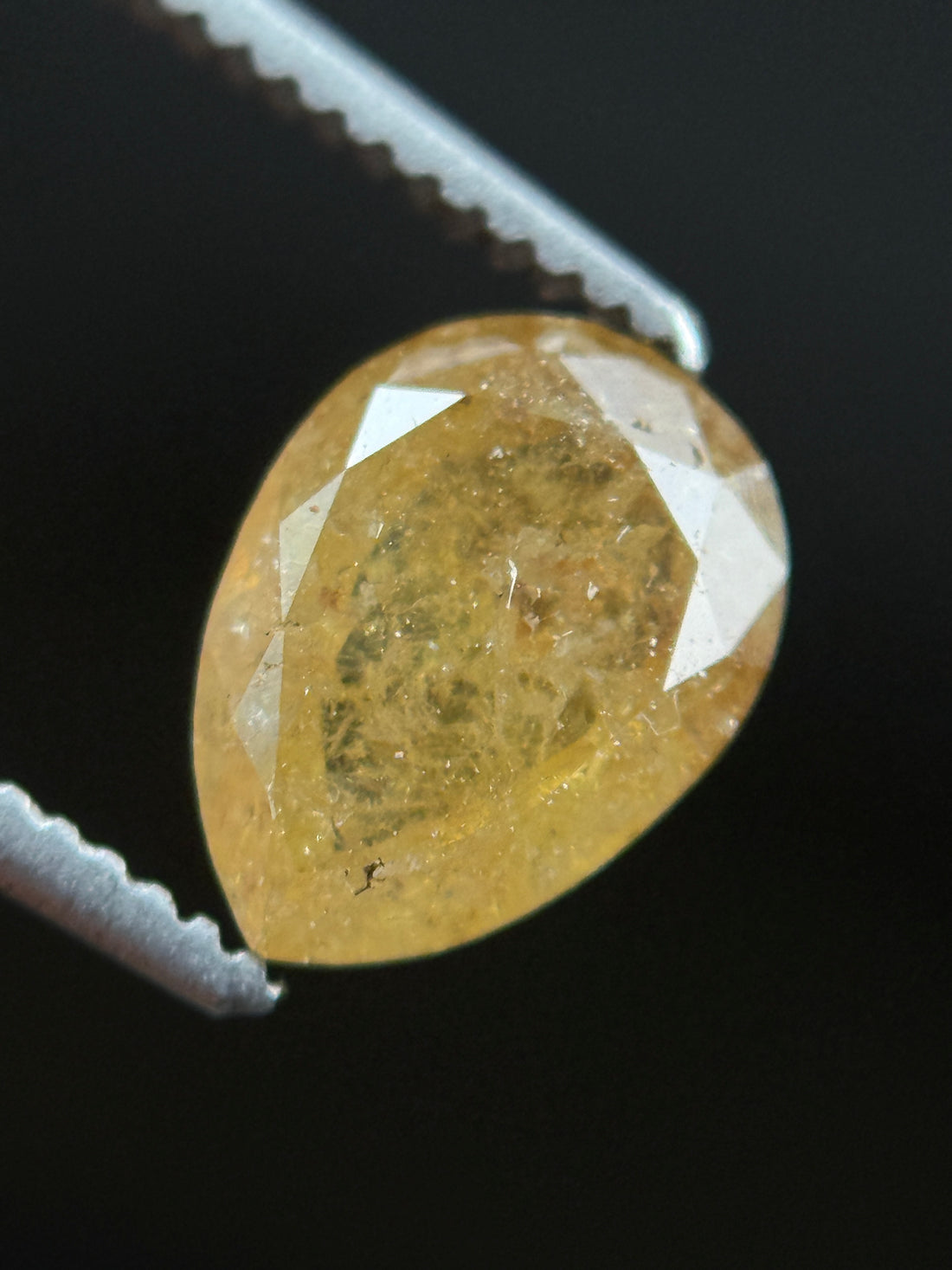 1.22 Ct Pear Rose Cut Yellow Natural Fancy Diamond