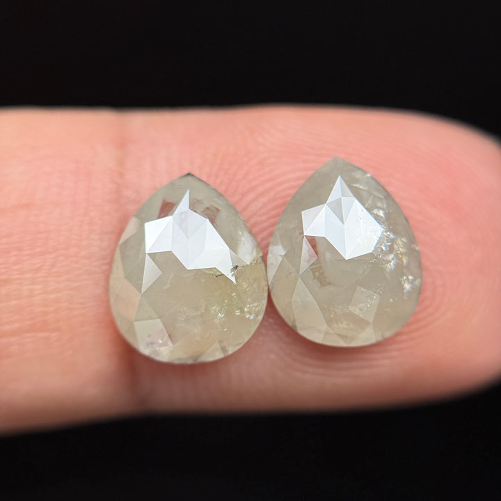 3.80 Ct Pear Rose Cut Milky Grey Natural Salt and Pepper Diamond