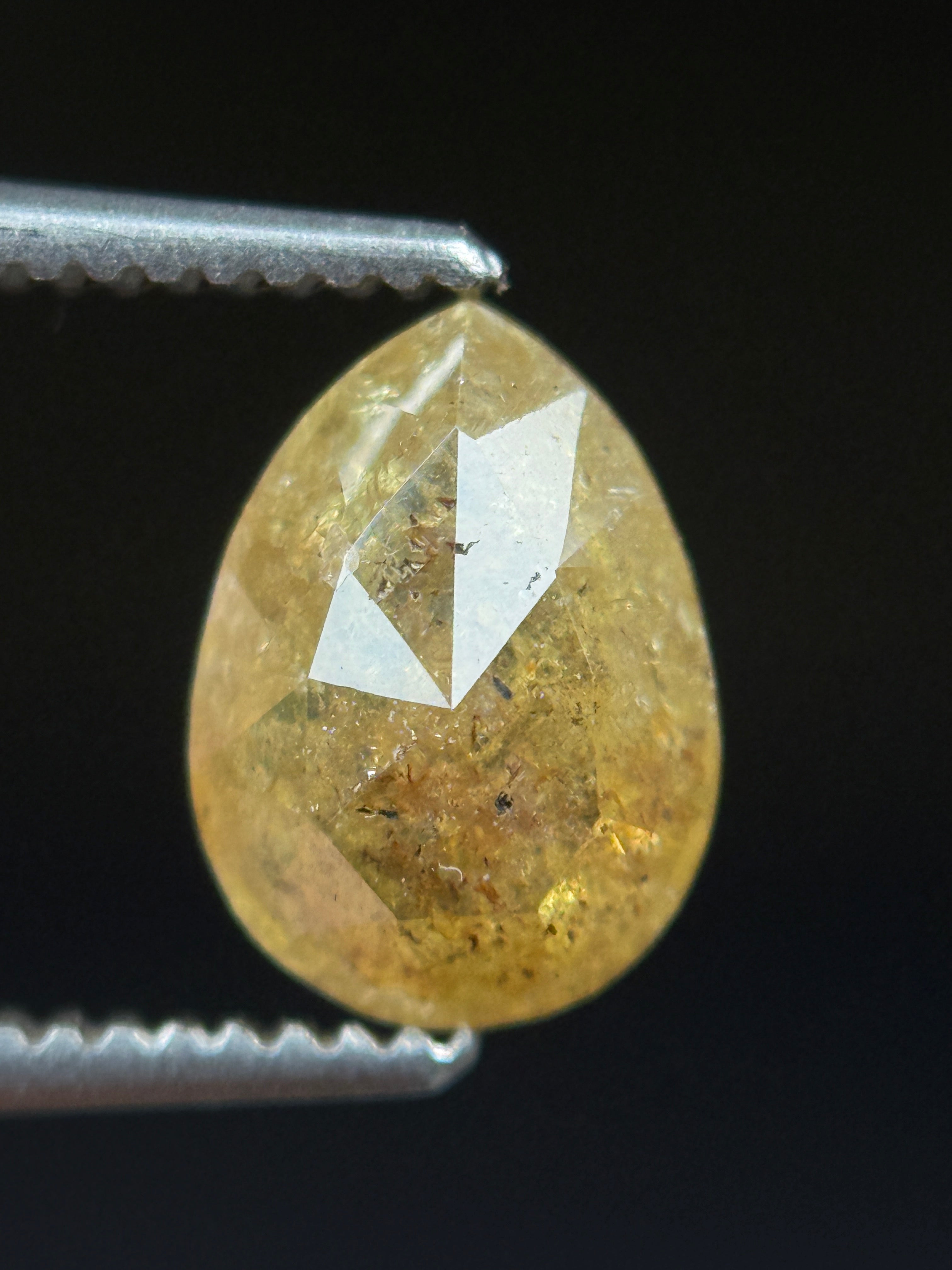 1.22 Ct Pear Rose Cut Yellow Natural Fancy Diamond
