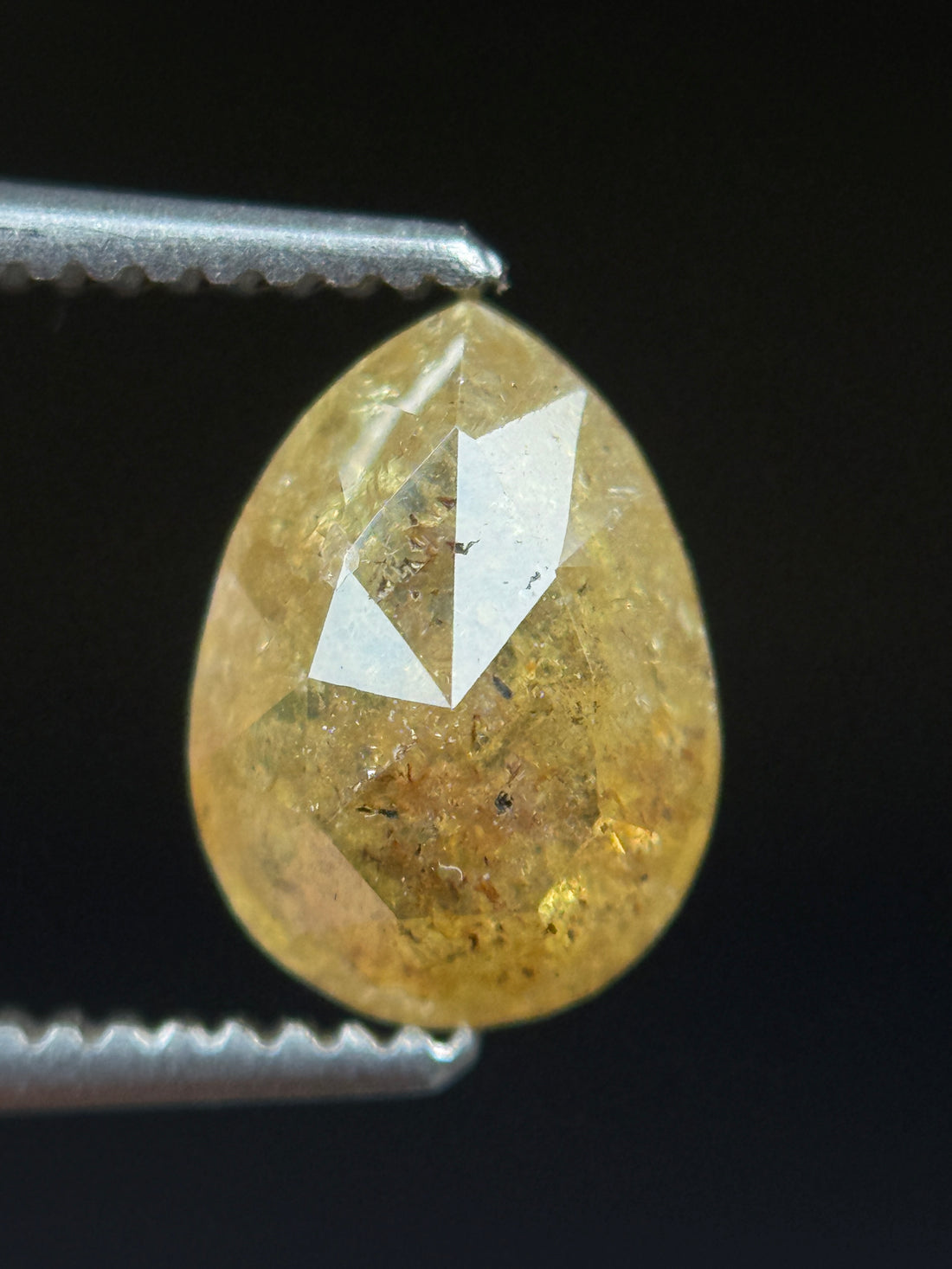 1.22 Ct Pear Rose Cut Yellow Natural Fancy Diamond